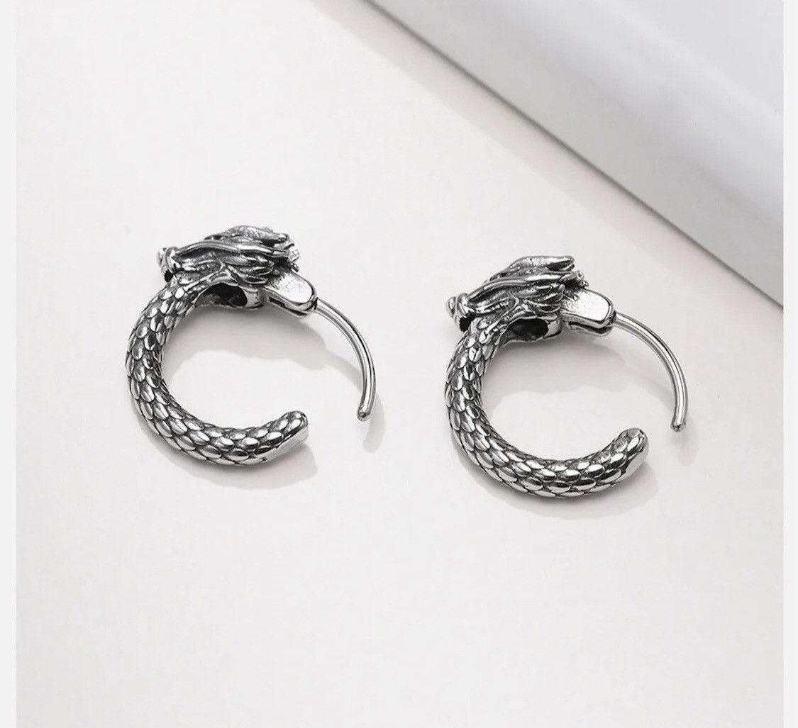 Jewelry Dragon Head Hoop Earrings Size ONE SIZE - 1 Thumbnail