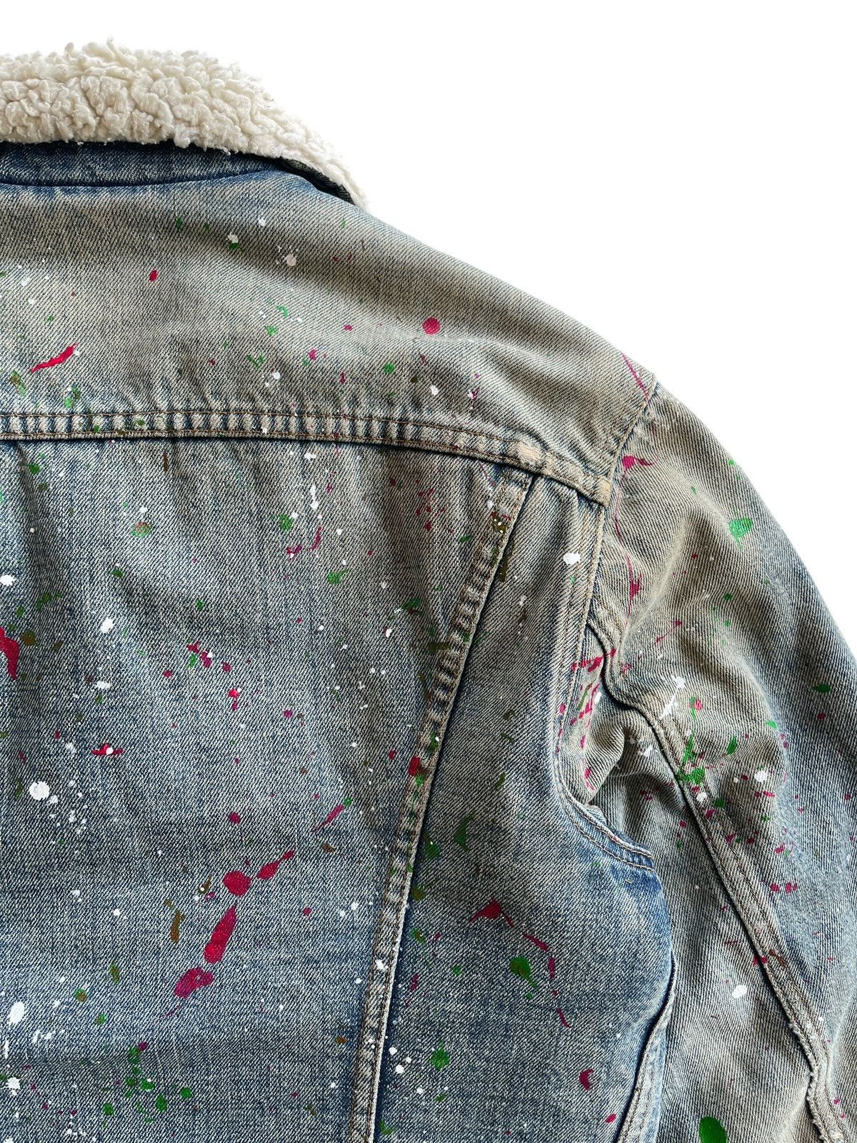 Levi's Vintage Clothing SICK❗️70s Levis Sherpa Paint Splatter Trucker Denim Jacket Size US S / EU 44-46 / 1 - 16 Thumbnail