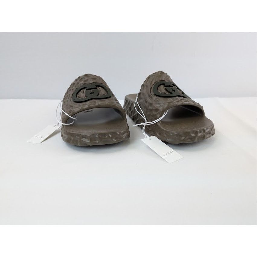 Gucci o1rshd1 Interlocking GG Water Ripple Sliders Sandals Brown Size US 11.5 / EU 44-45 - 5 Thumbnail