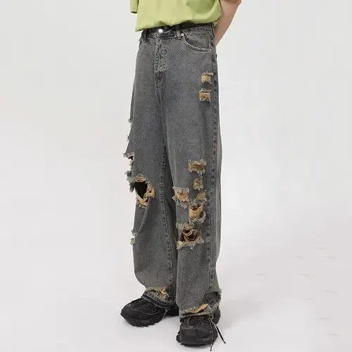 Straight Hole Baggy Denim