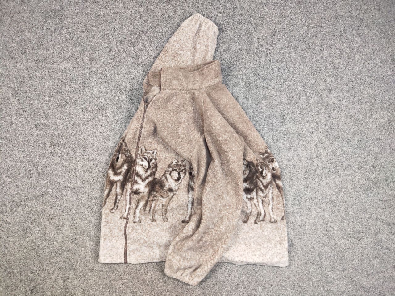 Japanese Brand Vintage 90's Fleece Zip Jacket Supreme Art Brown Wolf Hype Size US M / EU 48-50 / 2 - 15 Thumbnail