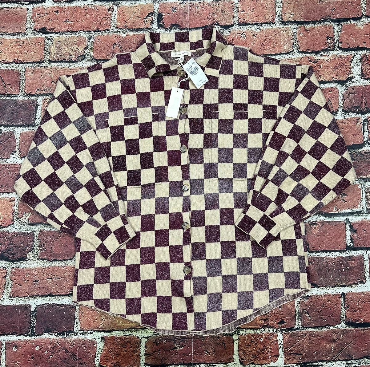 BKE Buckle Gilded Intent Boho Checkered Cardigan Sweater NWT NEW Size M / US 6-8 / IT 42-44 - 1 Thumbnail