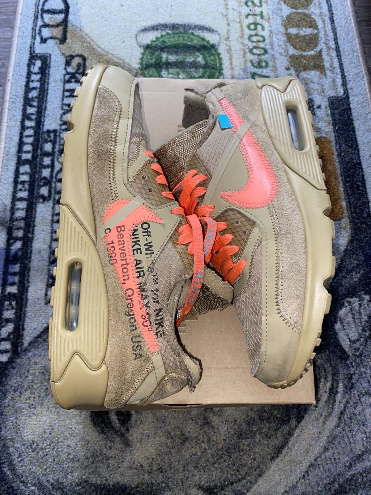 Nike × Off-White × Virgil Abloh Nike Air Max 90 Off-White Desert Ore Size US 10.5 / EU 43-44 - 2 Thumbnail