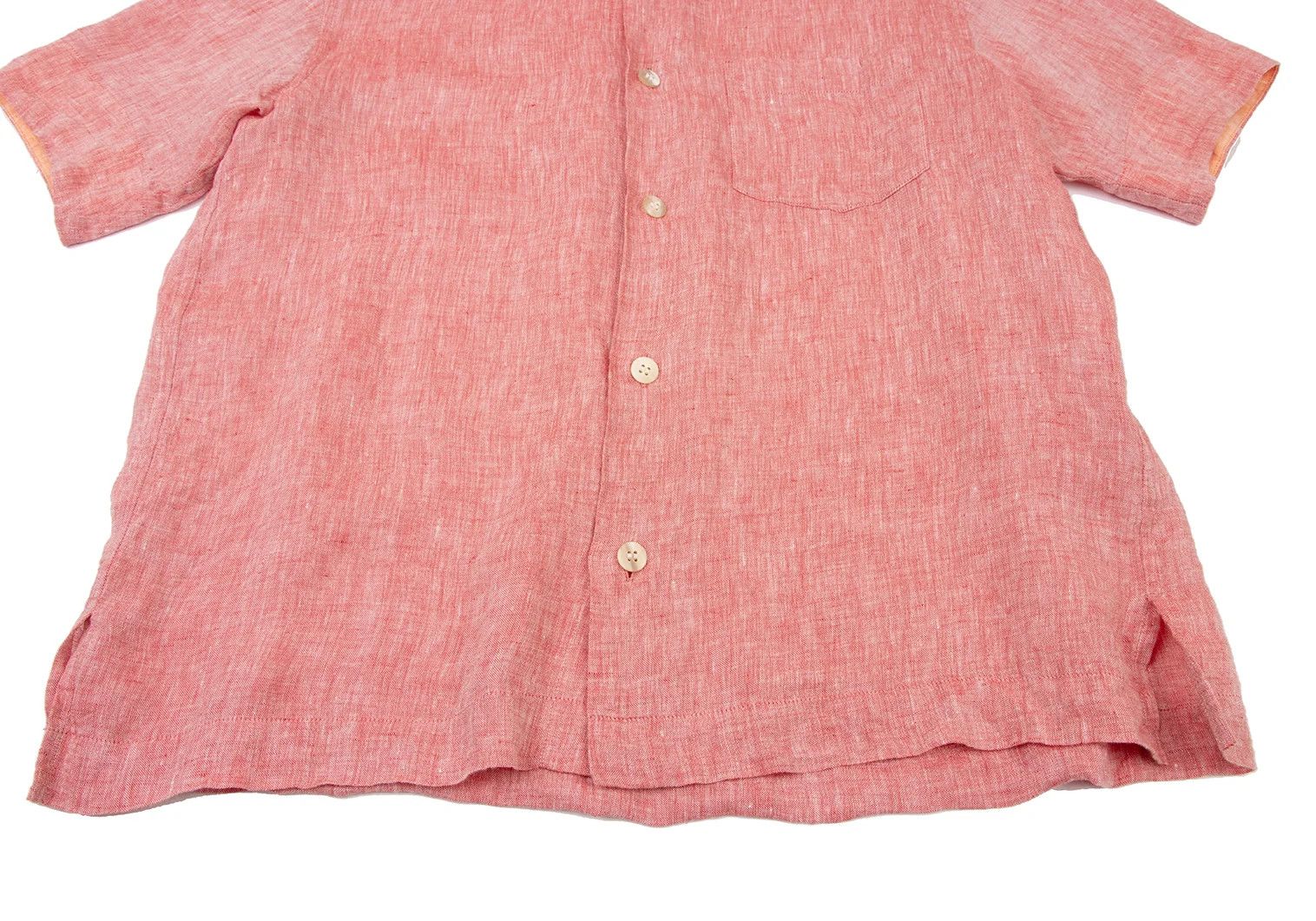 Issey Miyake Linen Collarless Short Sleeve Shirt in Red and White Size US S / EU 44-46 / 1 - 7 Thumbnail