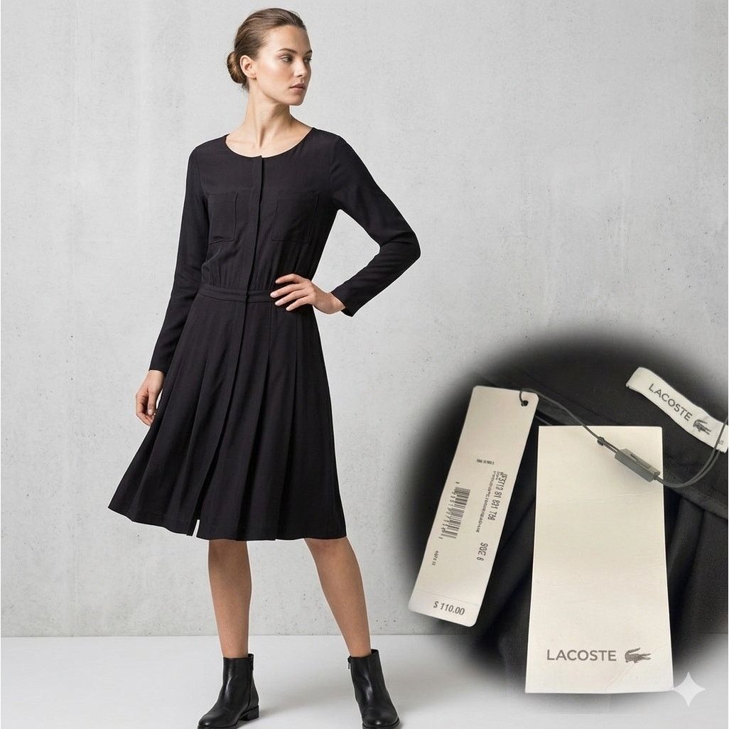 Lacoste Lacoste Pleated Black Shirt Dress Long Sleeve T38 US 6 Size M / US 6-8 / IT 42-44 - 14 Thumbnail