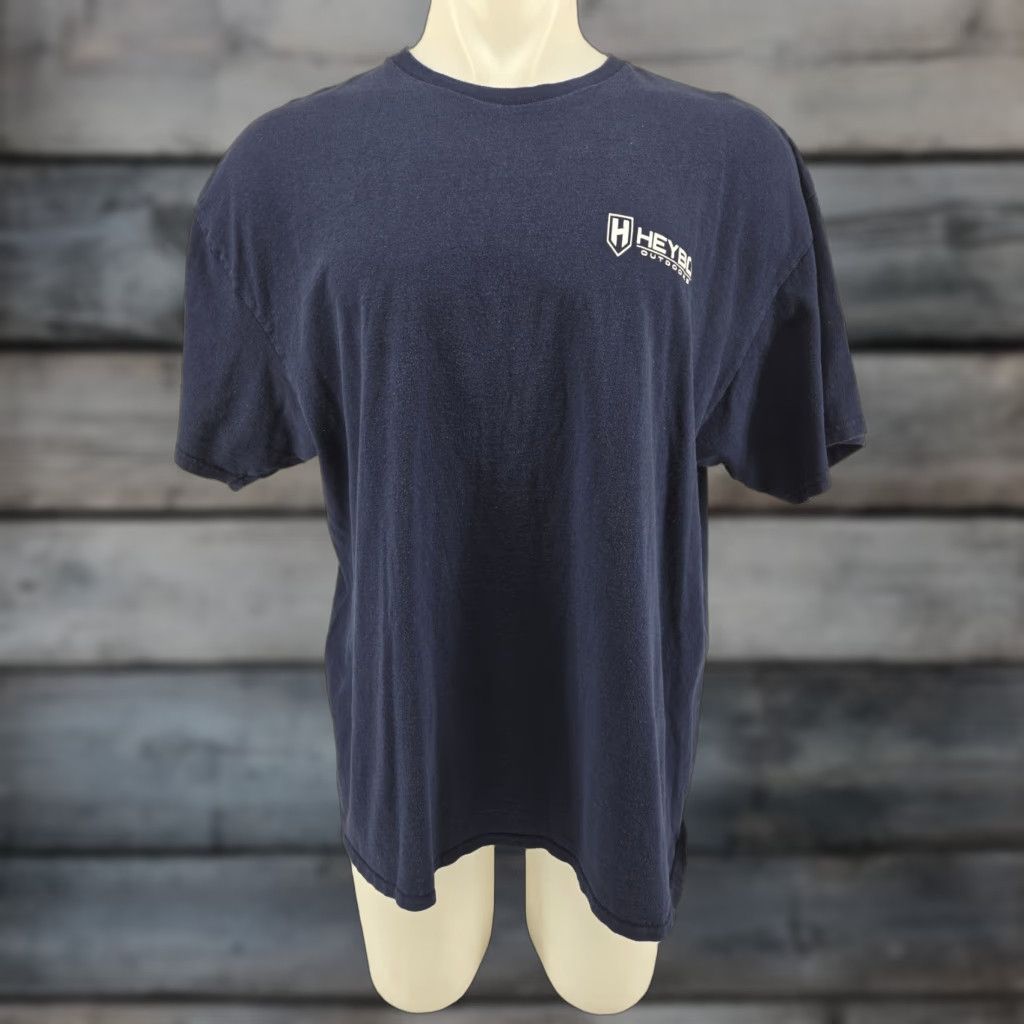 Vintage Heybo Outdoors Navy Blue Dog Duck Graphic Short Sleeve T Shirt Mens 2XL Size US XXL / EU 58 / 5 - 1 Thumbnail