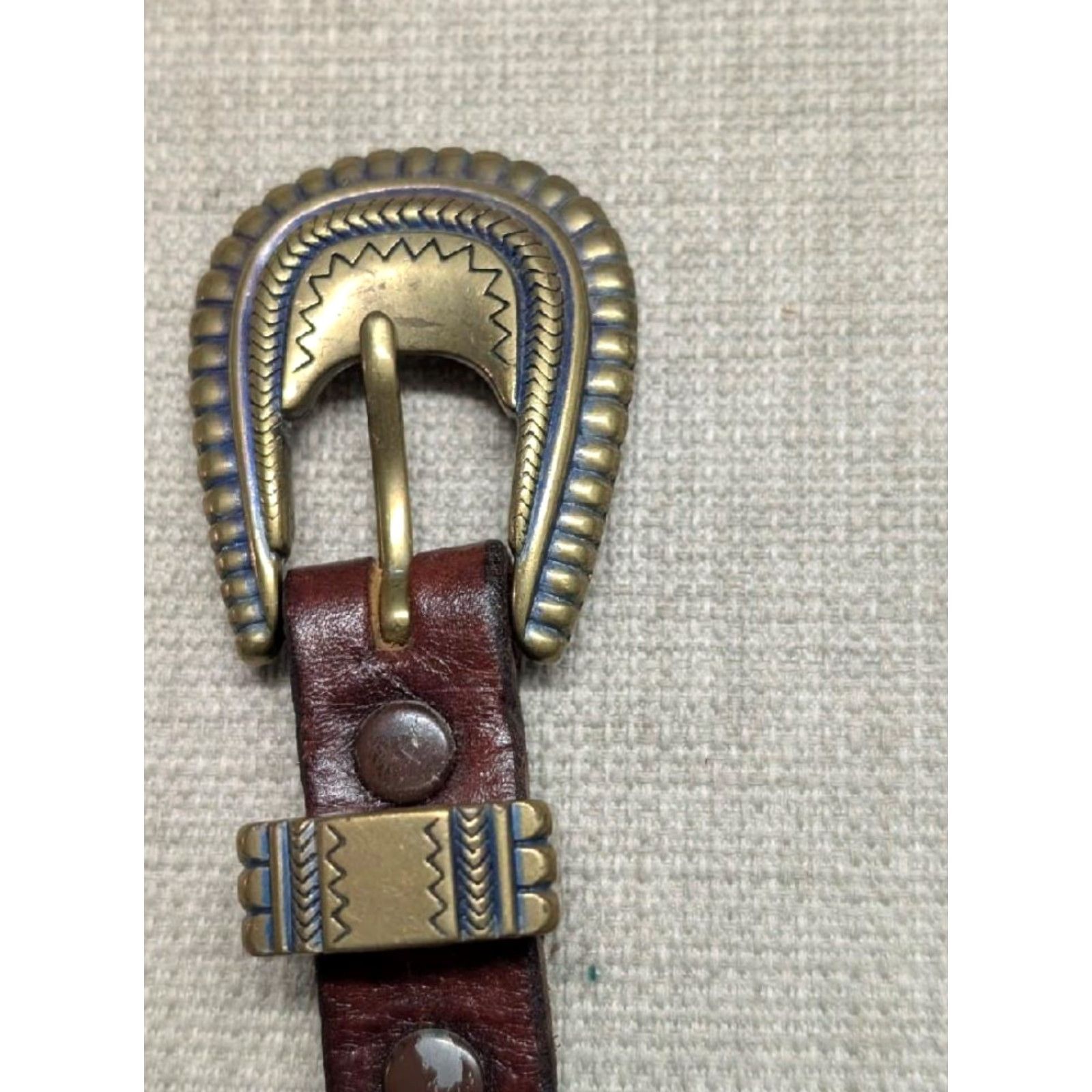 Vintage VINTAGE HANDCRAFTED western belt belt 42 brown leather cowhide Ranger Mens Size 42 - 5 Thumbnail