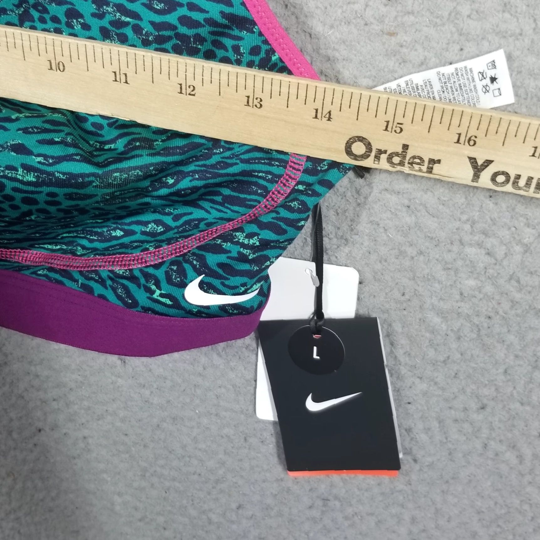 Nike Nike PRO Bra Womens Large Teal Pink Venom Printed Sports Bra Size ONE SIZE - 7 Thumbnail