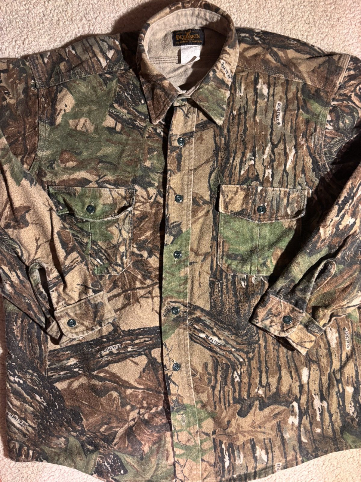 Vintage Deerskin Jacket Men's L Real Tree Camo Button Up Canvas VTG Size US L / EU 52-54 / 3 - 3 Thumbnail