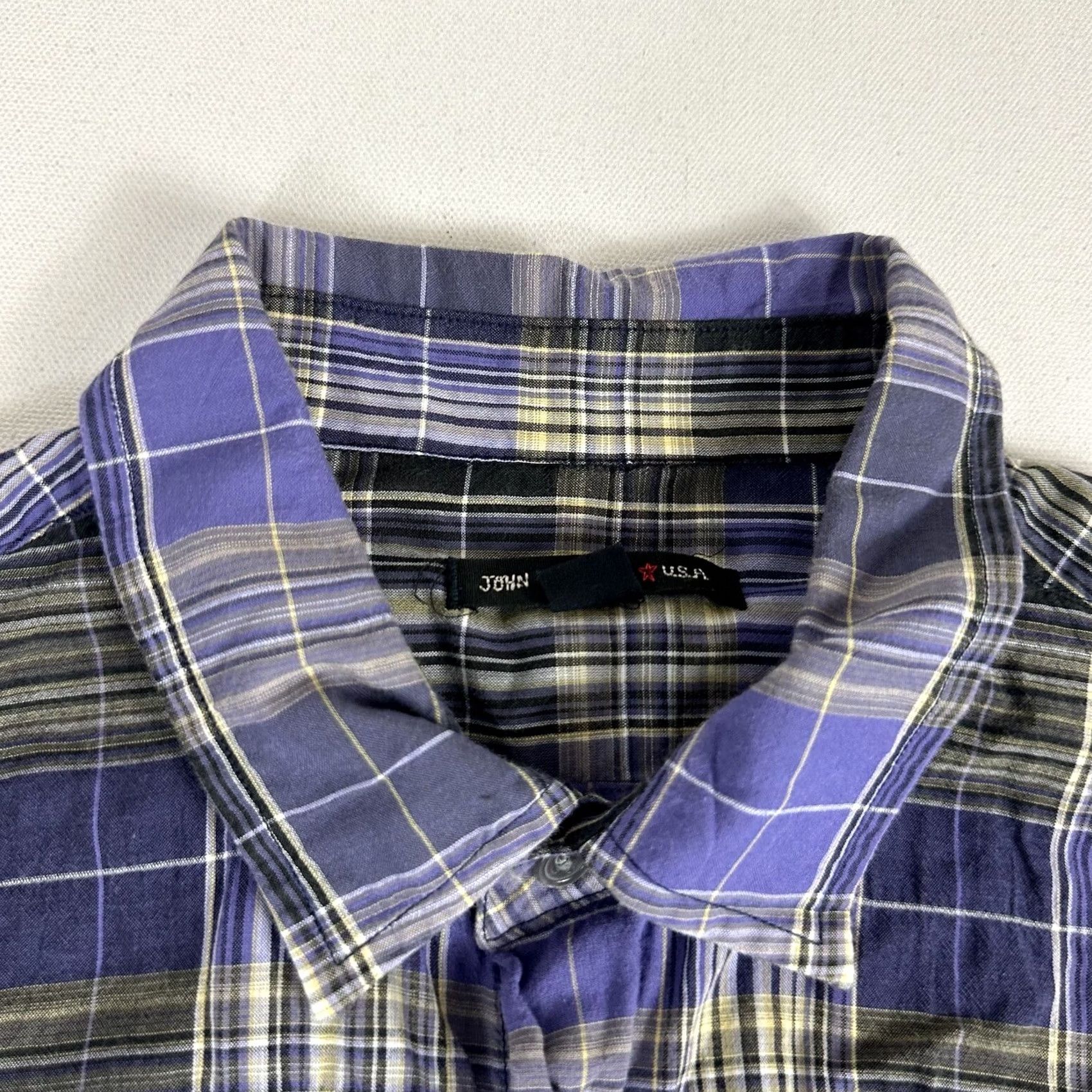 John Varvatos John Varvatos Shirt Button-Up Plaid Long Sleeve Purple Mens Large Collared Button-Down Cotton Lightweight All Seasons Regular Size US L / EU 52-54 / 3 - 6 Thumbnail