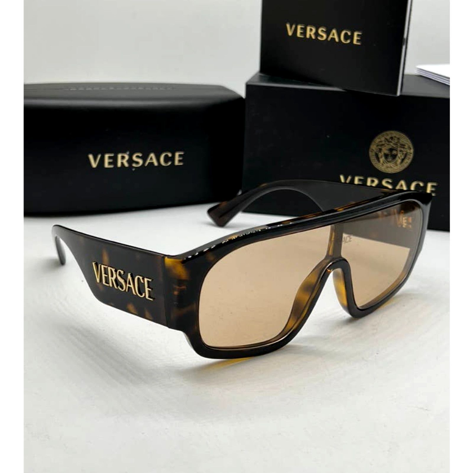 Versace NEW Versace VE4439 Mask Sunglasses in Brown Size ONE SIZE - 2 Thumbnail