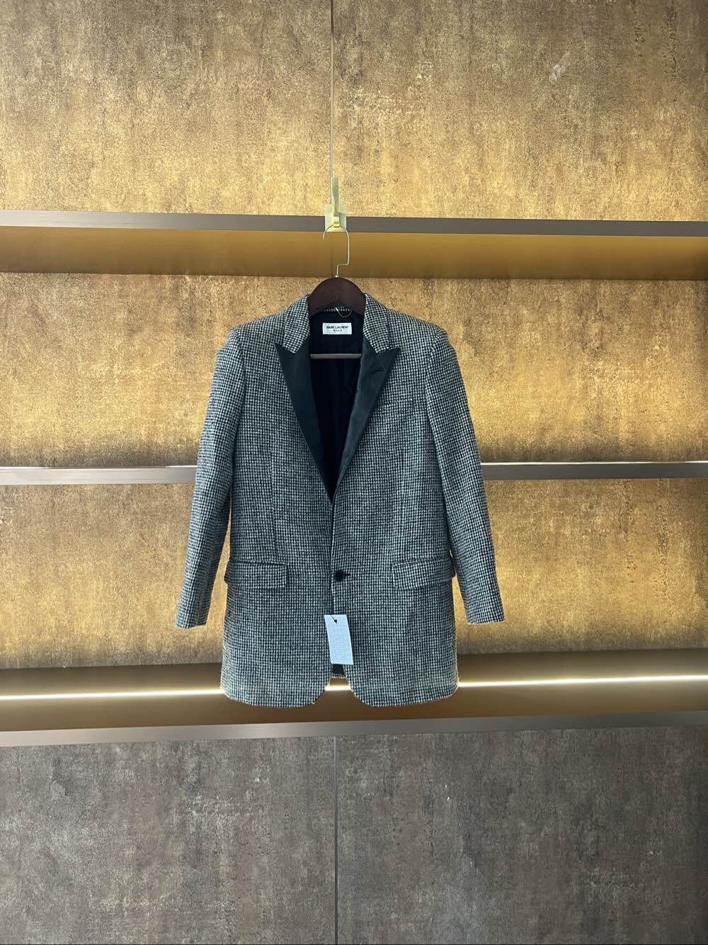 Saint Laurent Paris Saint Laurent Houndstooth Leather Lapel Blazer Size 34 Size XS / US 0-2 / IT 36-38 - 1 Thumbnail
