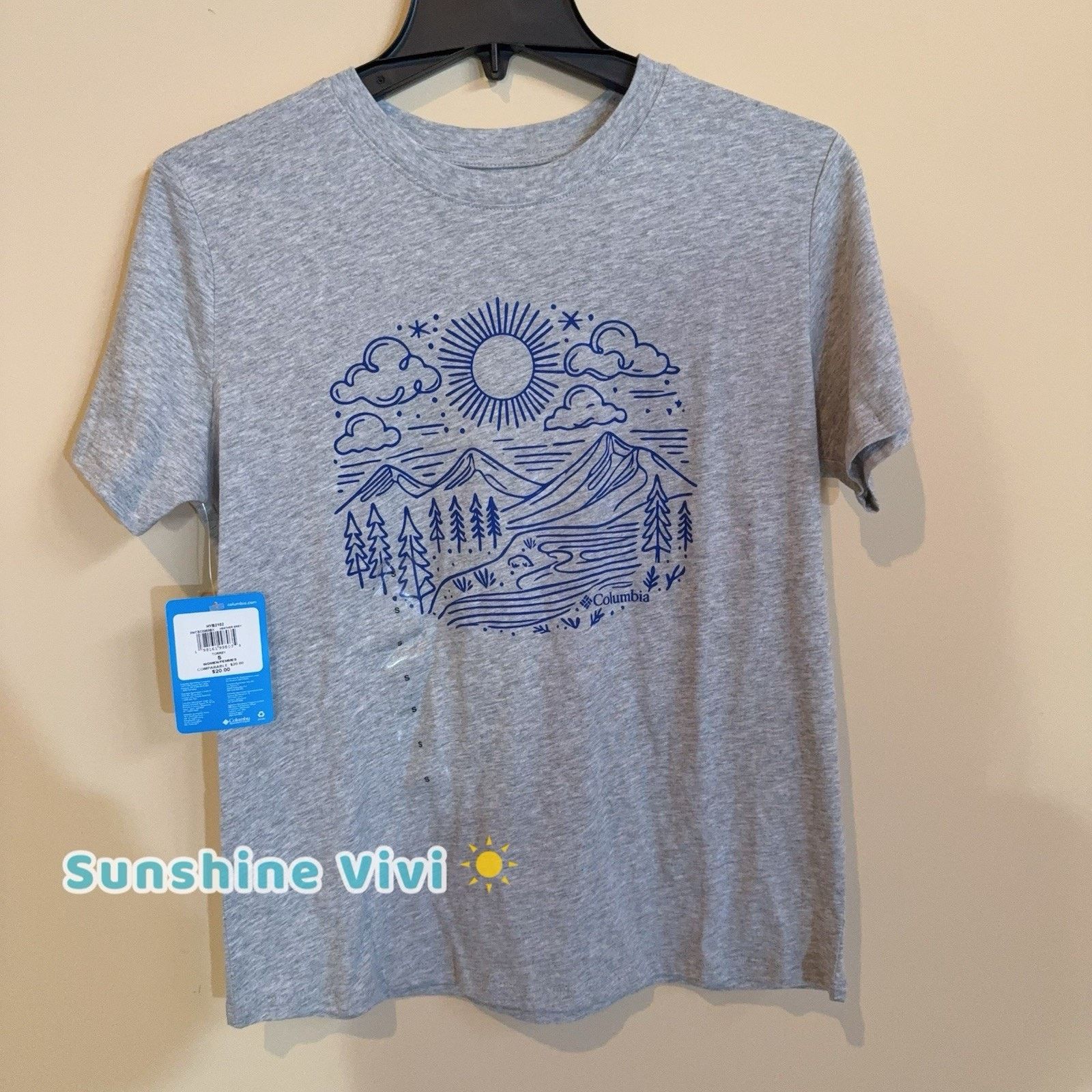 Columbia NWT Columbia T-Shirt Tee Womens S Camping Lake GREY Cotton Size S / US 4 / IT 40 - 1 Thumbnail