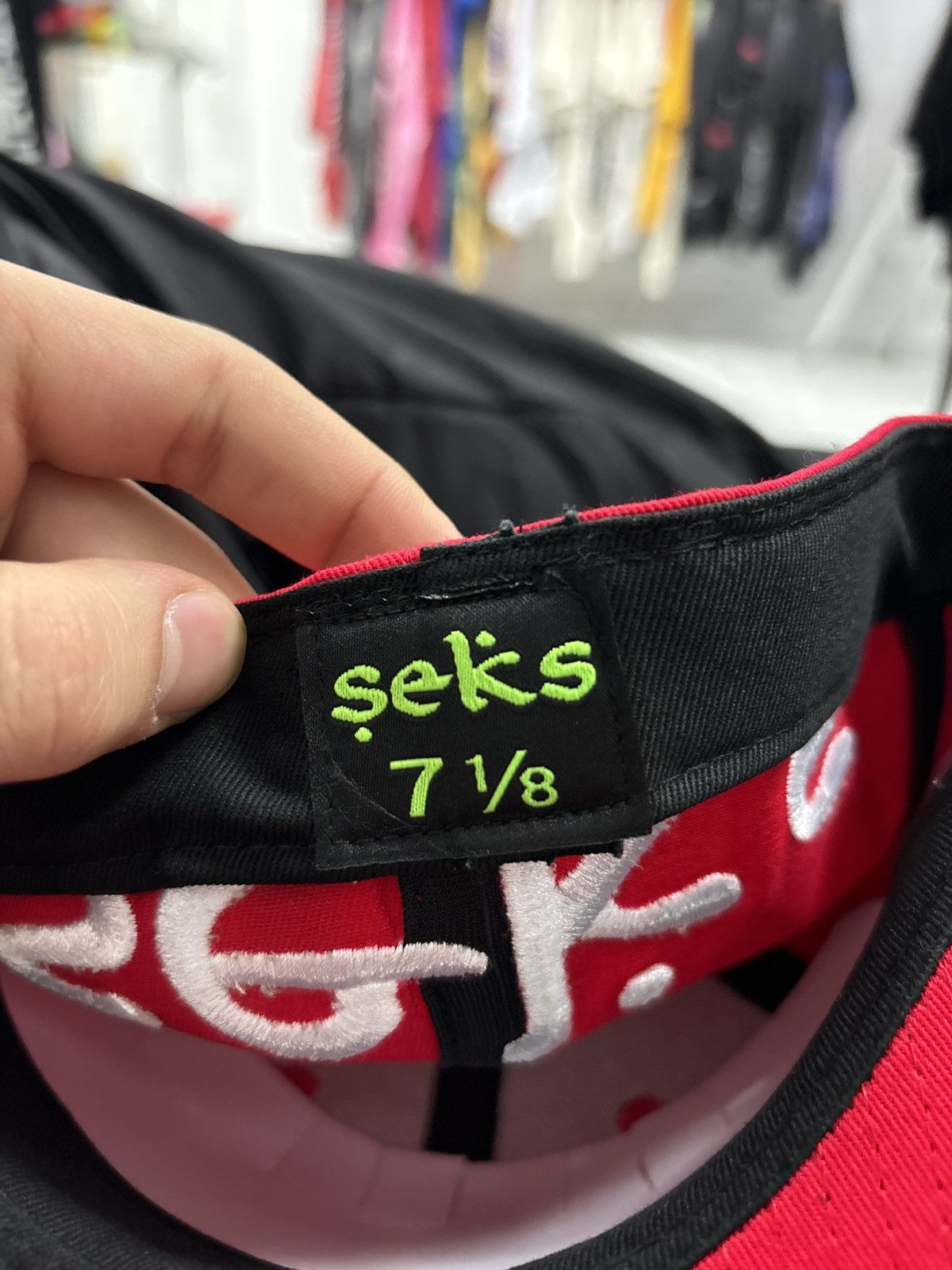 Other Seks fitted hat red white 7 1/8 Size ONE SIZE - 3 Thumbnail