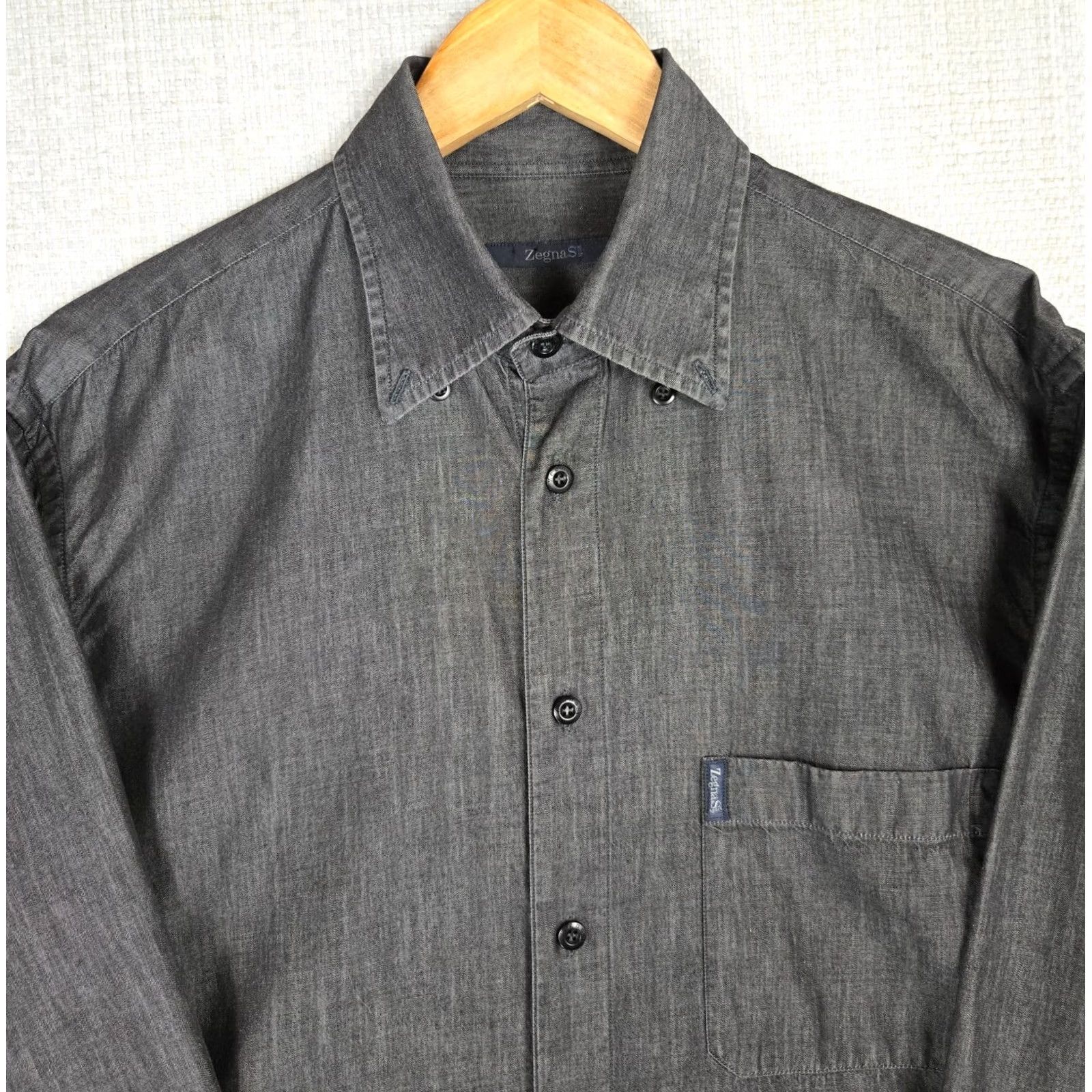 Ermenegildo Zegna ERMENEGILDO ZEGNA SPORT Mens Cotton Chambray Long Sleeve Sport Shirt Medium Size US M / EU 48-50 / 2 - 2 Thumbnail