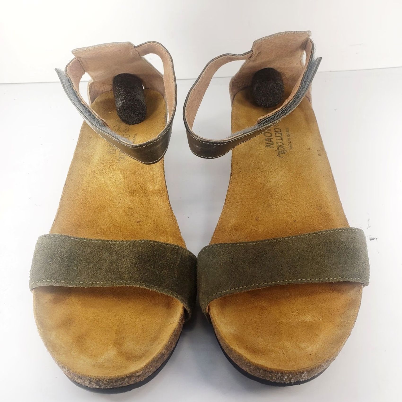 Vintage Naot Sandal Pixie Green Beige Silver Metallic Ankle Strap Slingback Wedge 9M Adult Womens Size US 9 / IT 39 - 3 Thumbnail