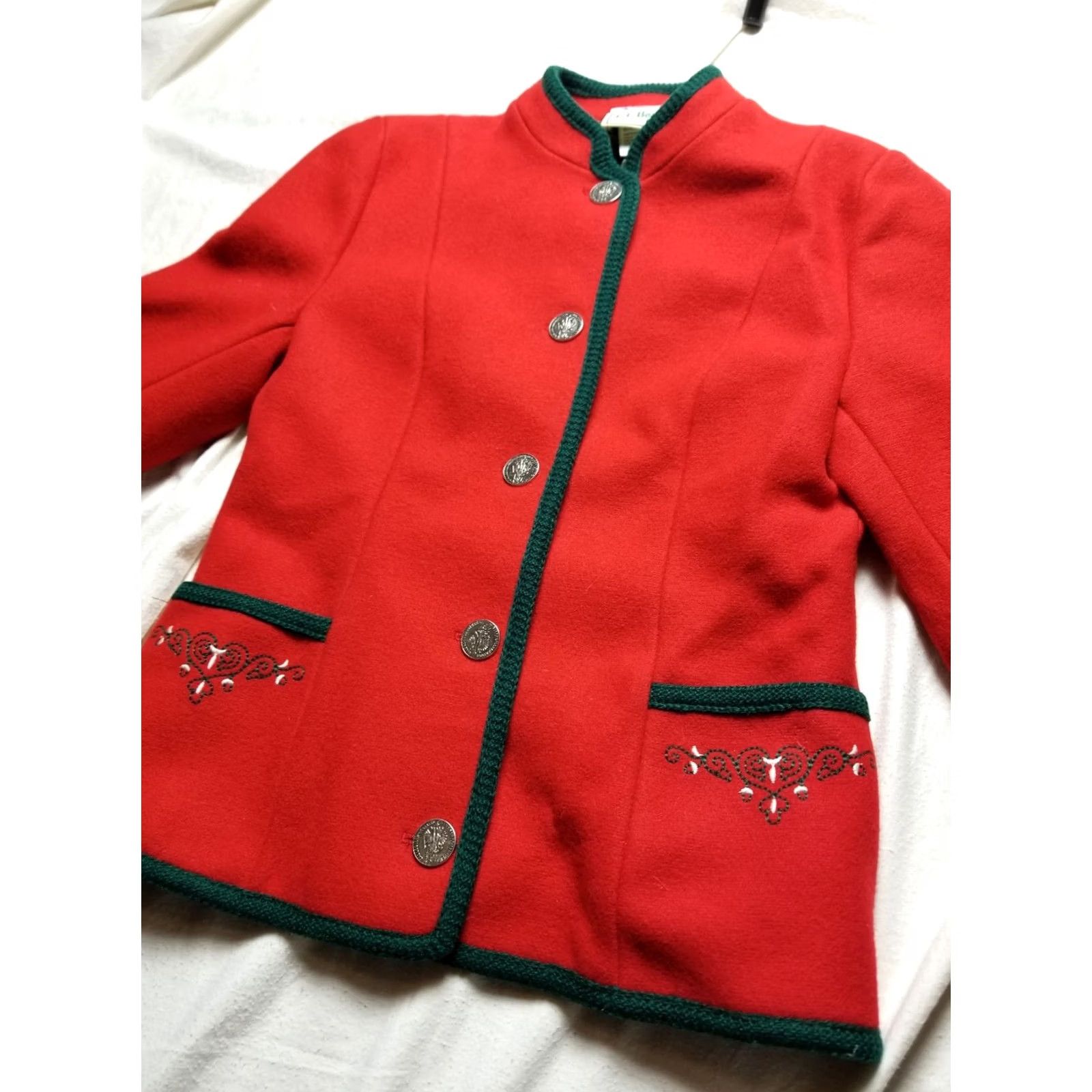 Vintage VINTAGE L.L. Bean Wool Coat Womens Medium 36 Red Austria Made in Austria Christmas Boys Girls Mens Womens Size XS / US 0-2 / IT 36-38 - 2 Thumbnail