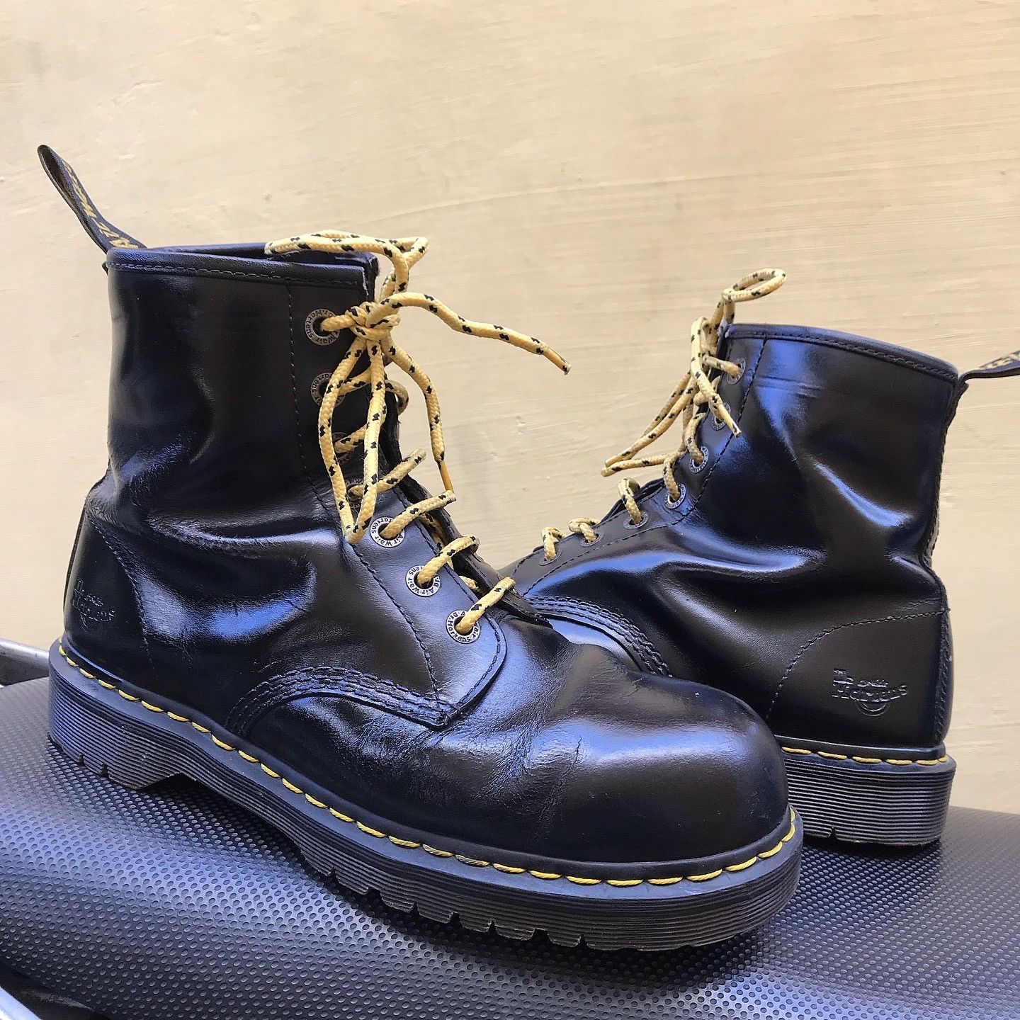 Dr Martens 1460 Steel Toe 8 Hole Black Pattent Leather Shoes, Men's (Size 10)