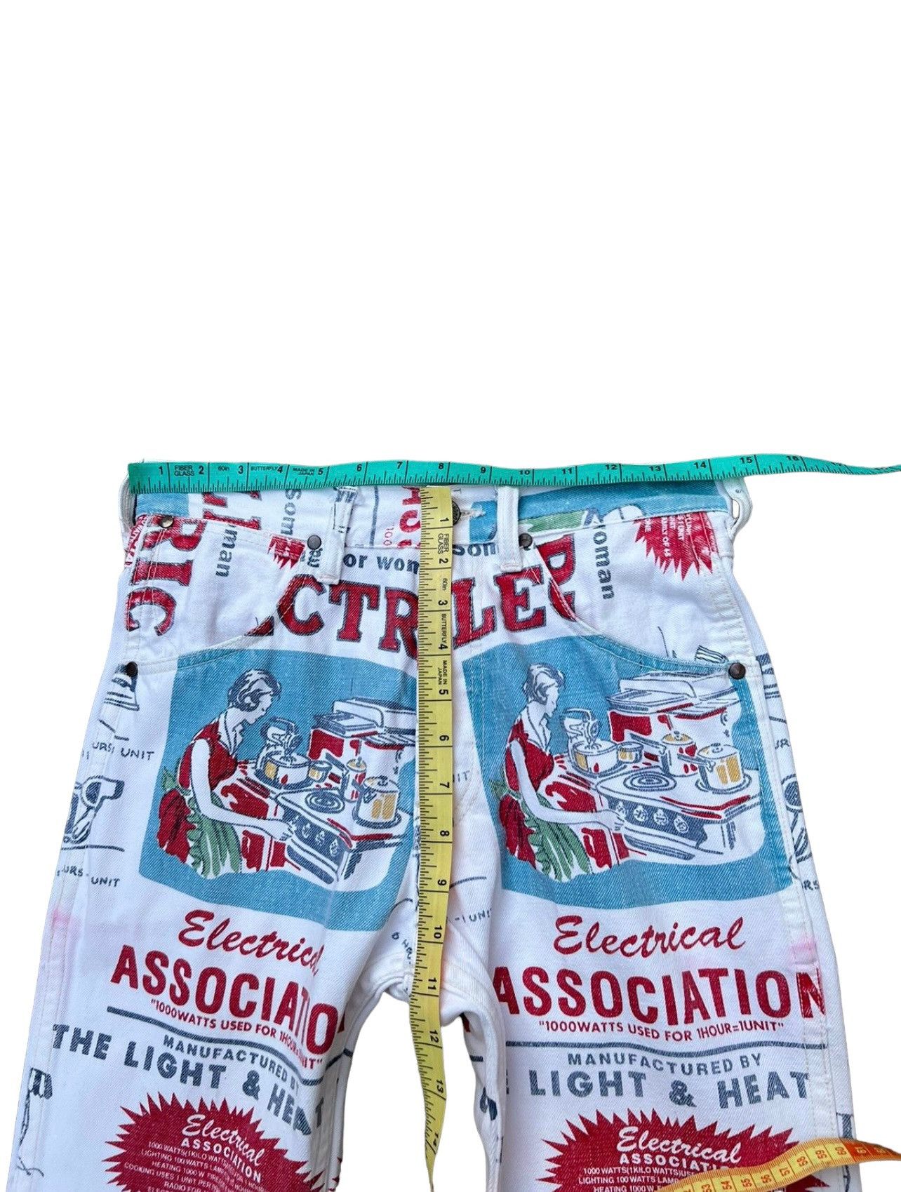 UES Japan × Vintage Vintage UES Japan Union Made Pop Art Ads Denim Flare Jeans Size US 29 - 3 Thumbnail
