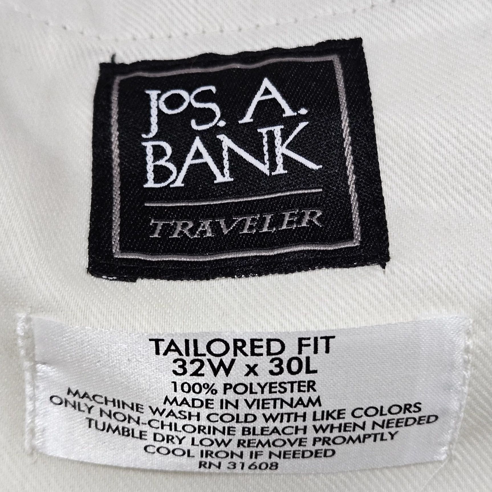 Jos. A. Bank Jos A Bank Beige Traveler Tailored Fit Flat Front Straight Leg Dress Pants 32x30 Size US 32 / EU 48 - 3 Thumbnail