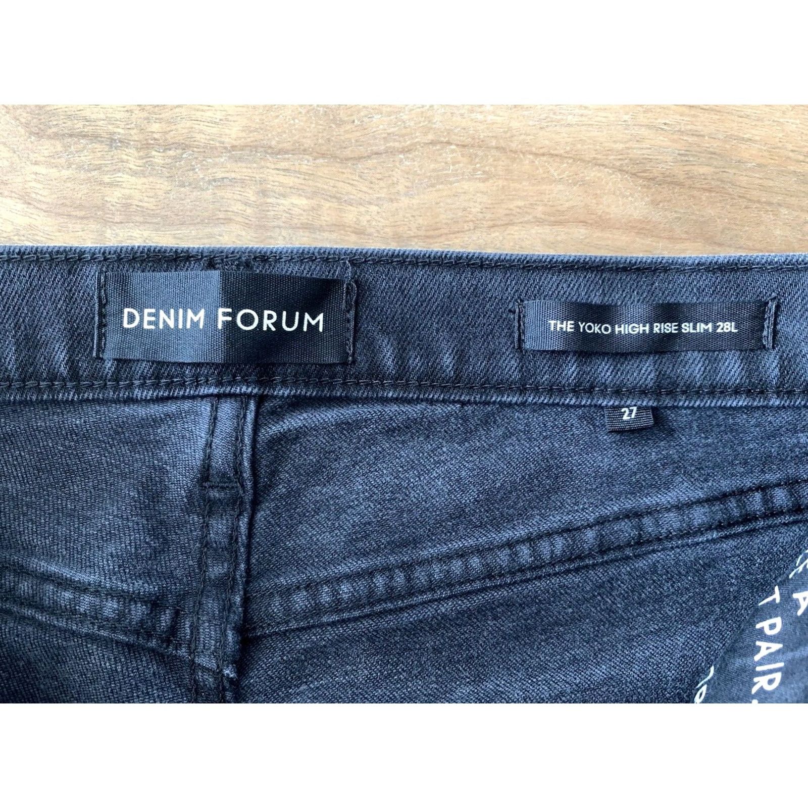 Vintage Denim Forum Womens The Yoko Black Slim Hi-Rise Jeans 28x27 90s Grunge Punk Rock Logo Size 27" / US 4 / IT 40 - 3 Thumbnail