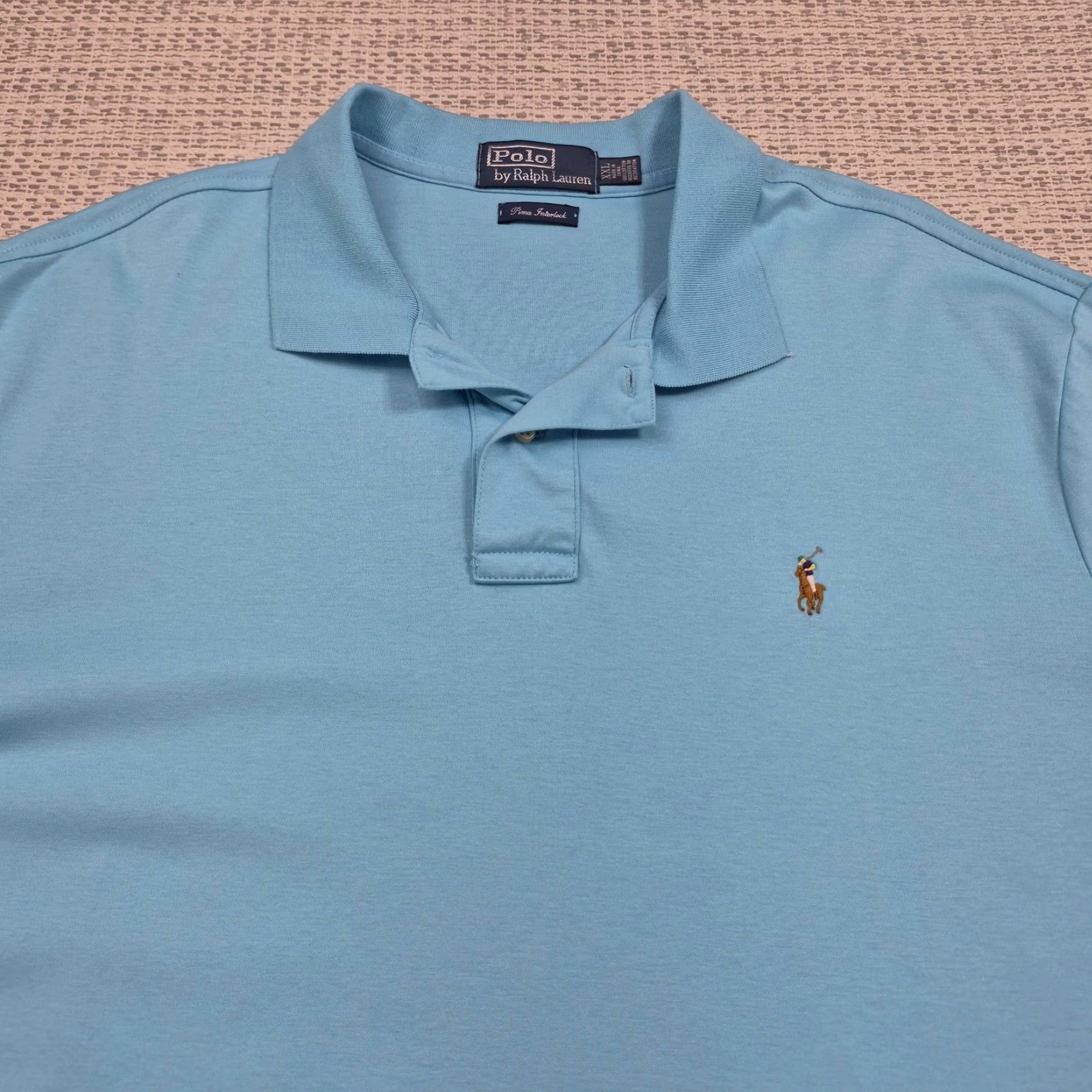 Polo Ralph Lauren Polo Ralph Lauren Polo Shirt Mens 2XL Blue Pima Interlock Solid Knit Casual Shirt Size US XXL / EU 58 / 5 - 4 Thumbnail