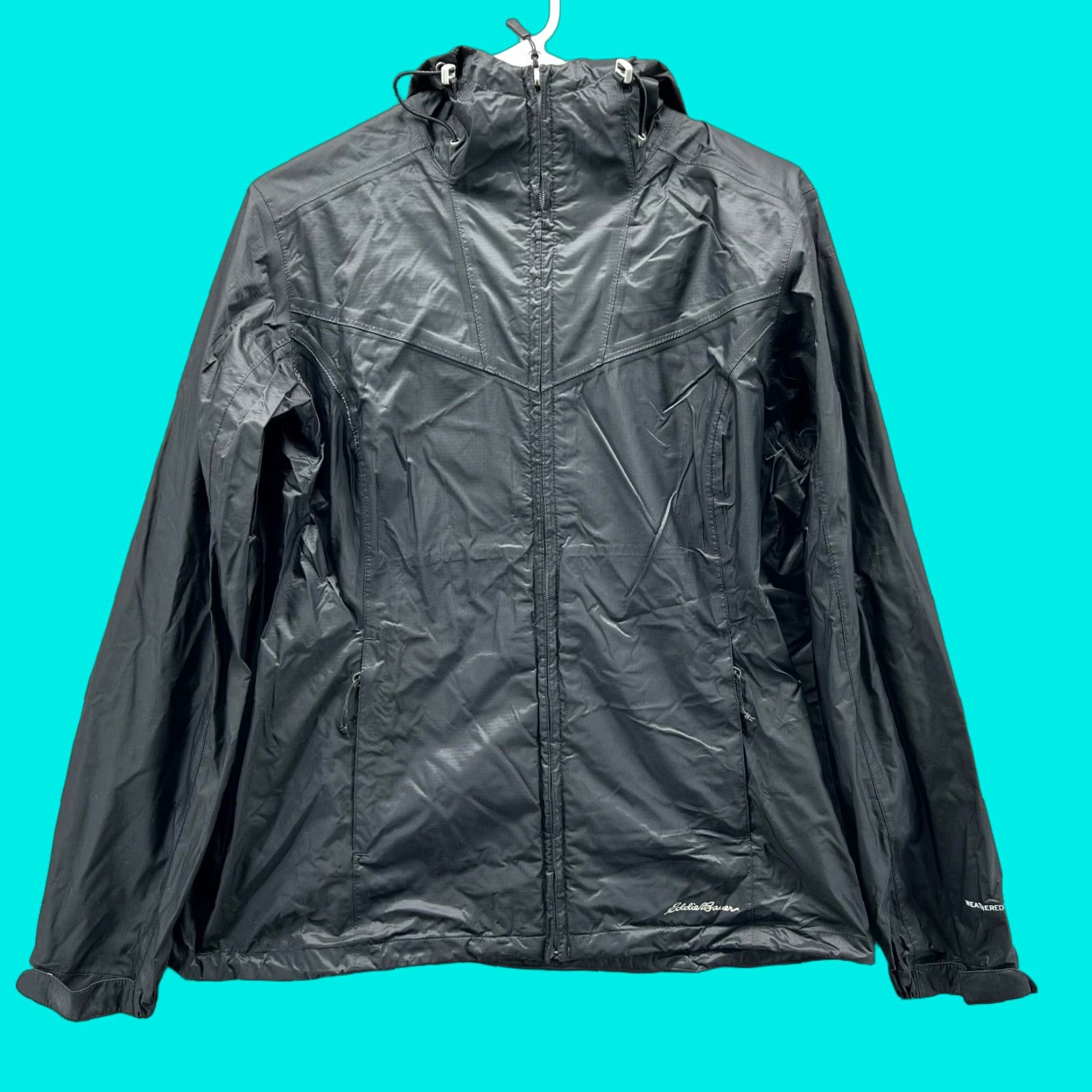 Eddie Bauer VINTAGE Eddie Bauer Jacket Womens Medium Black Windbreaker Weatheredge Ripstop Hoodie Nylon Solid Patterns All Seasons Fall Spring Summer Winter Size M / US 6-8 / IT 42-44 - 1 Thumbnail