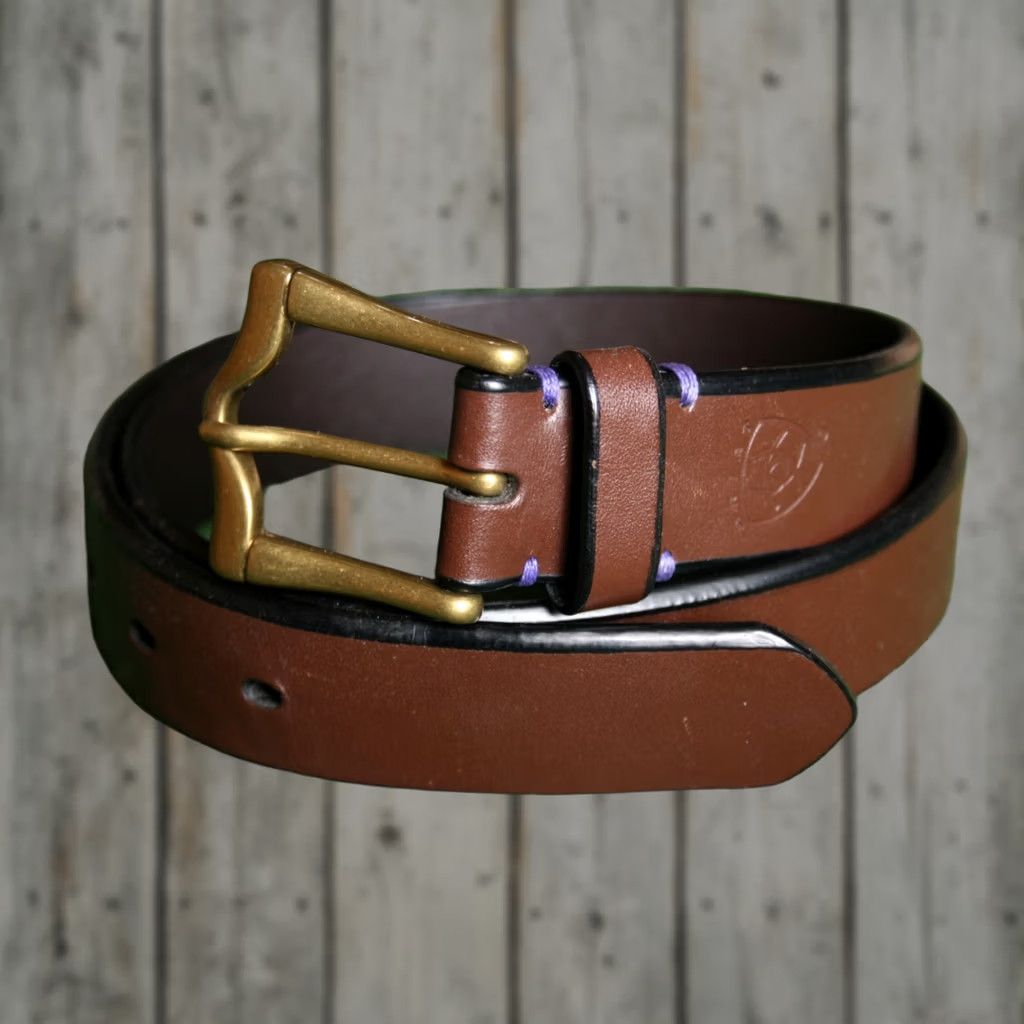 Ariat ARIAT Brown & Black Leather Belt w/Purple Stitch Women's Sz. 30 Belt Size ONE SIZE - 1 Thumbnail