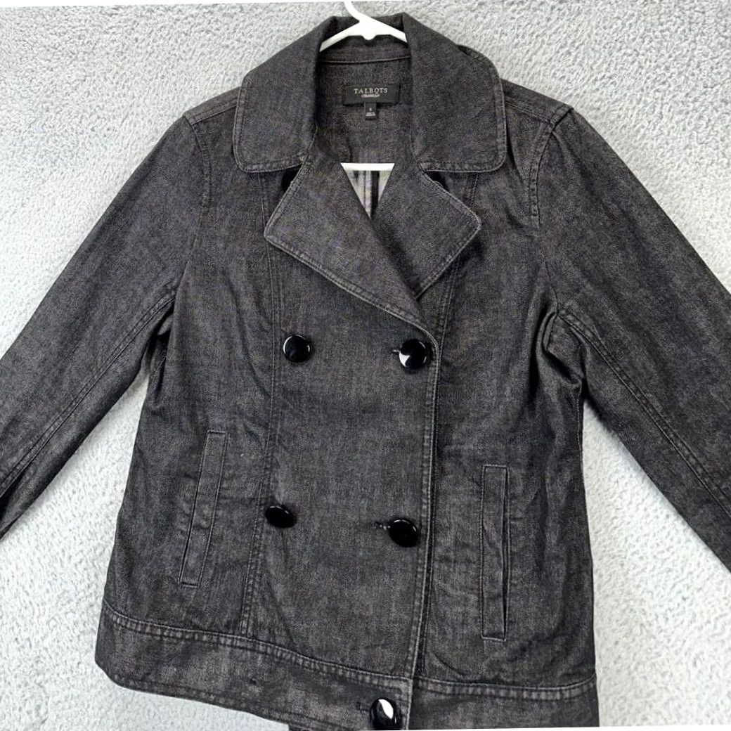 Talbots VINTAGE Talbots Blazer Women 6 Black Double Breasted Button Front Pea Coat Jacket Ladies Size M / US 6-8 / IT 42-44 - 4 Thumbnail