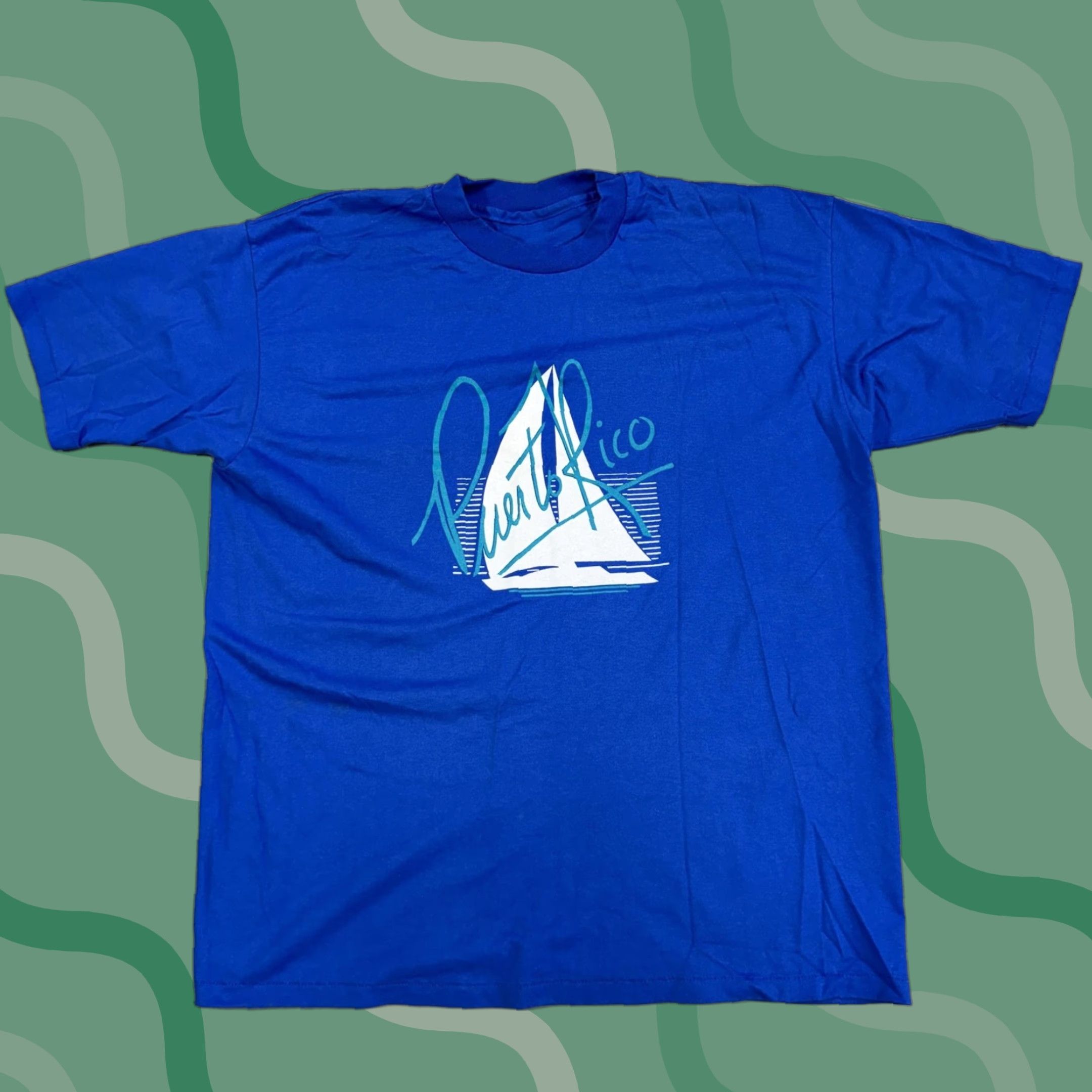 Vintage Vintage Puerto Rico Shirt Mens XL Blue Sailboat Graphic Tee 80s 90s Size US XL / EU 56 / 4 - 1 Thumbnail