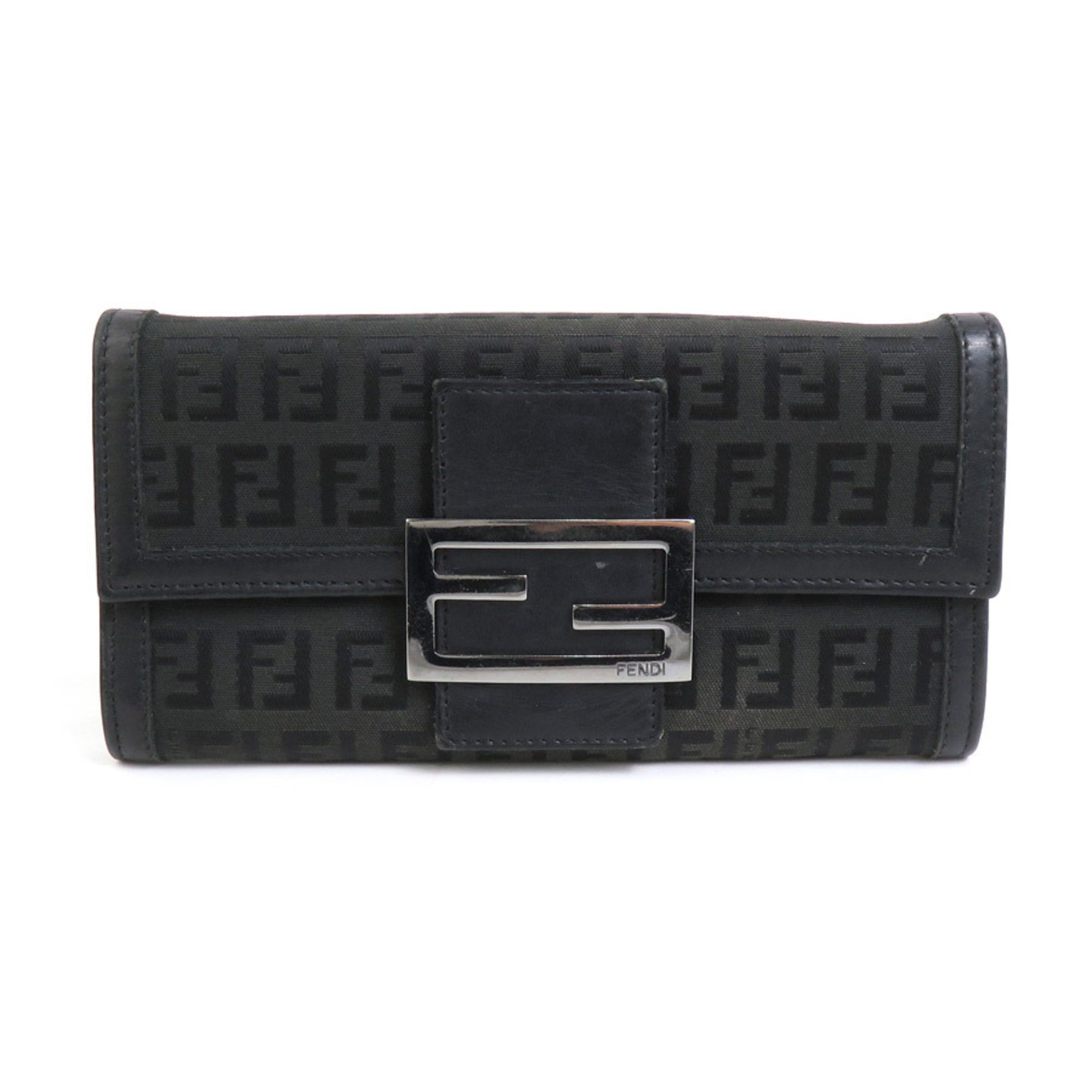 Fendi FENDI Long Wallet Zucchino Canvas Leather Black Women's 2135-8M0021 e60061f Size ONE SIZE - 1 Thumbnail