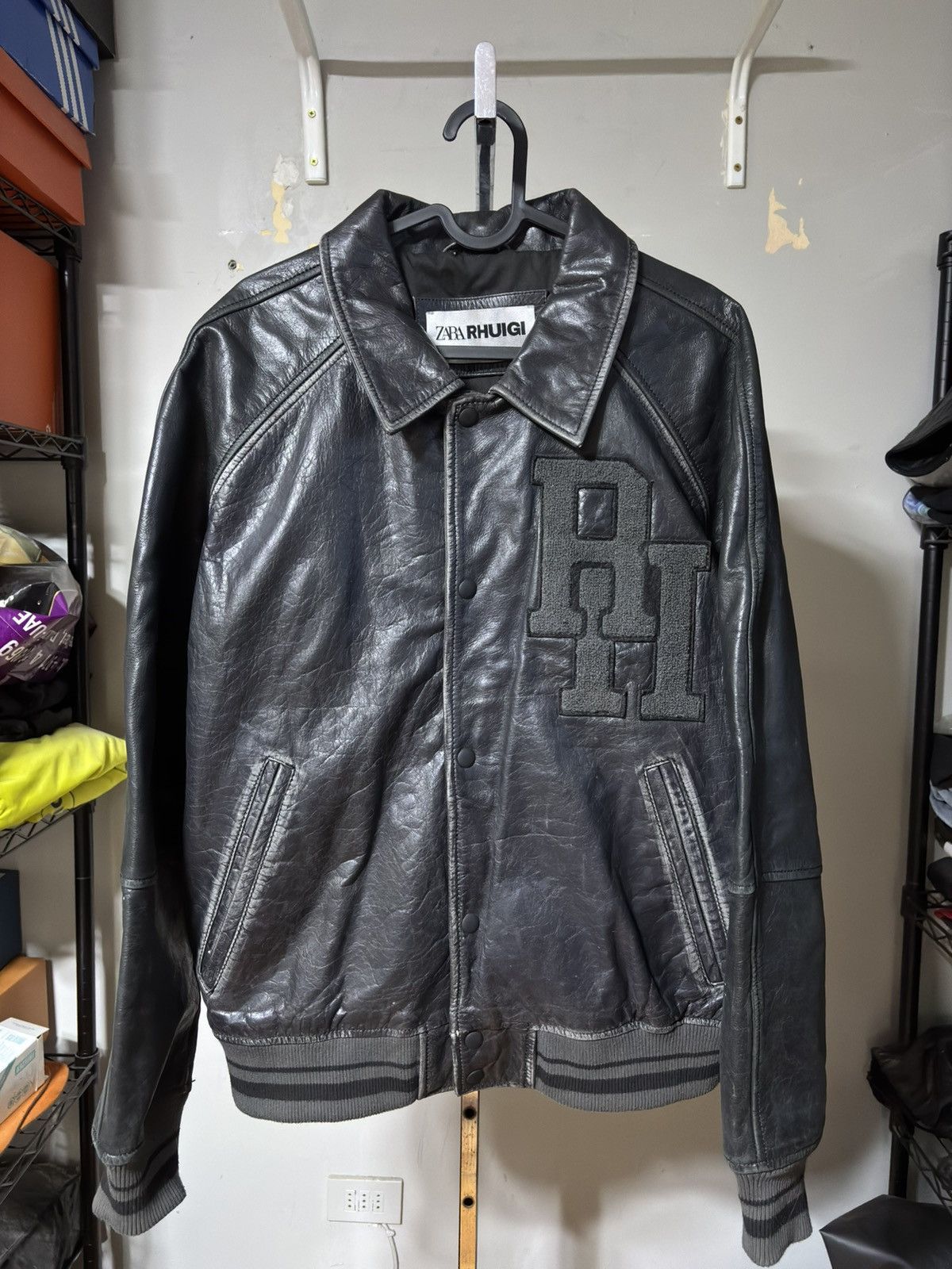 Rhude × Zara Zara x Rhuigi Cropped Leather Jacket | Grailed