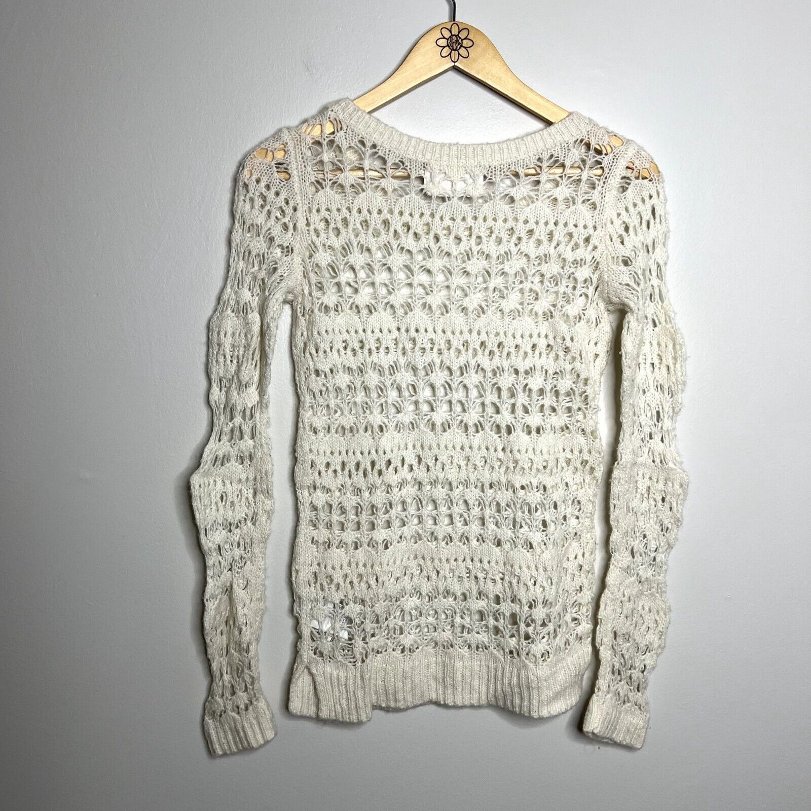 Hollister Hollister Wool Cream Knitted Crewneck Sweater Size XS / US 0-2 / IT 36-38 - 5 Thumbnail