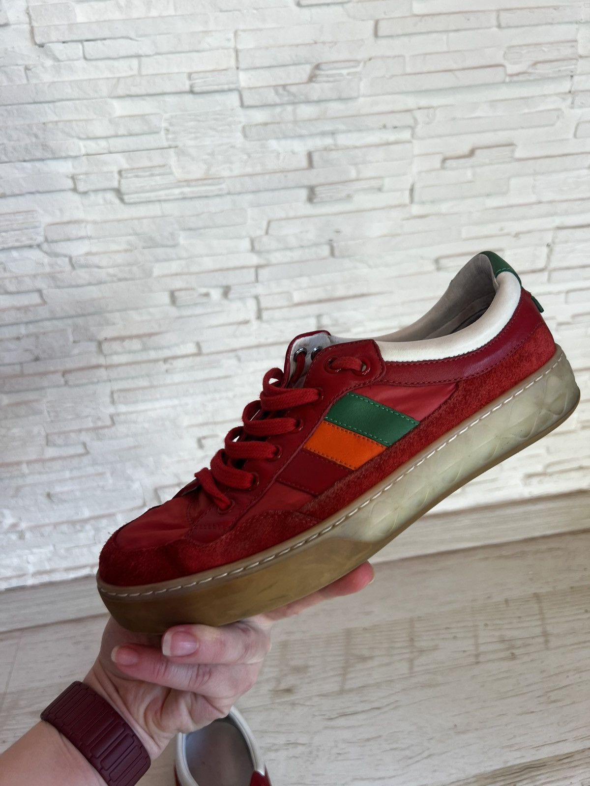 Gucci Gucci Red Suede Nylon Sneakers 494761 Size 38.5 / US 8.5 Size US 8.5 / IT 38.5 - 15 Thumbnail