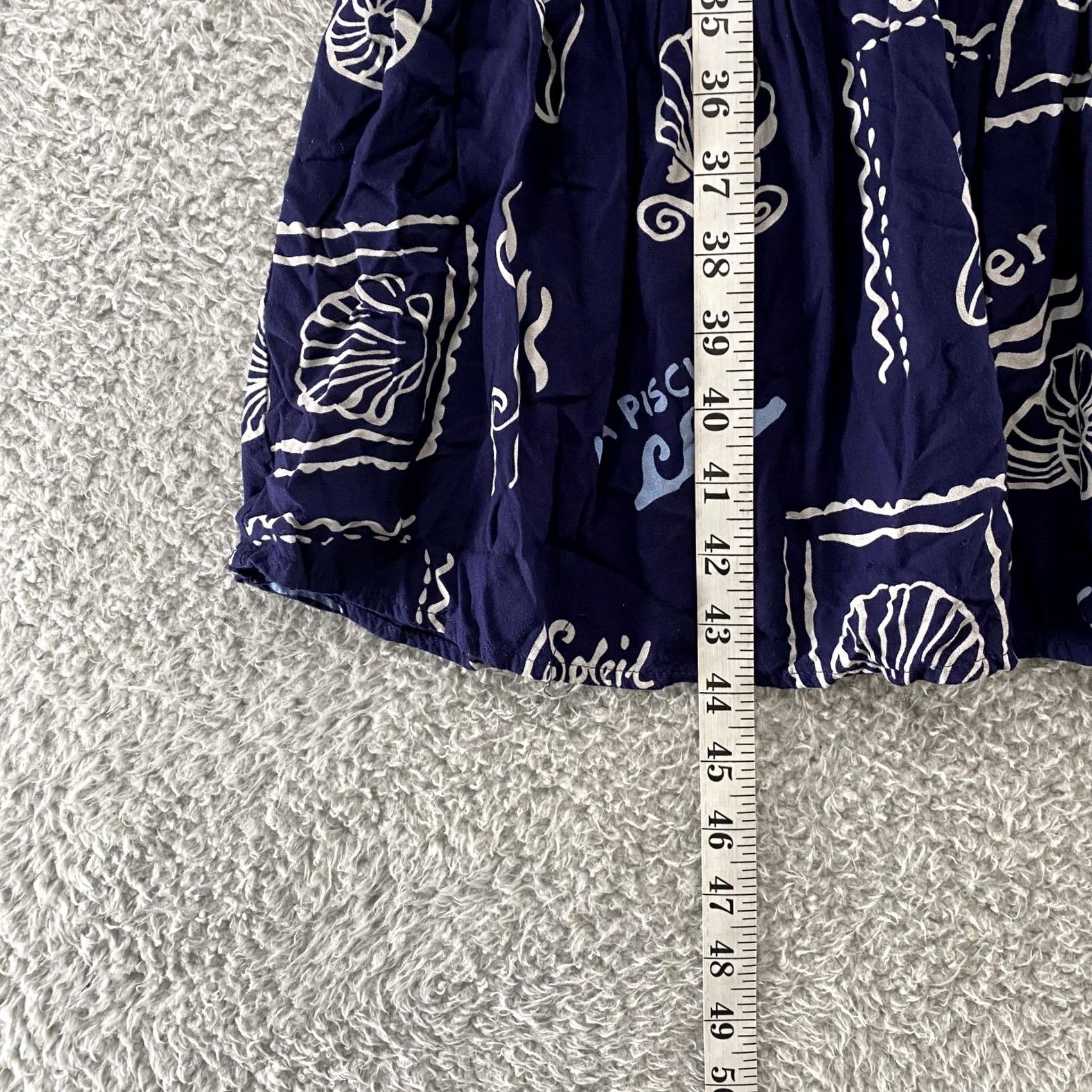 Vintage VINTAGE Patrons Of Peace Dress Womens M Blue Nautical Print Smocked Midi Sundress Beach Size M / US 6-8 / IT 42-44 - 5 Thumbnail