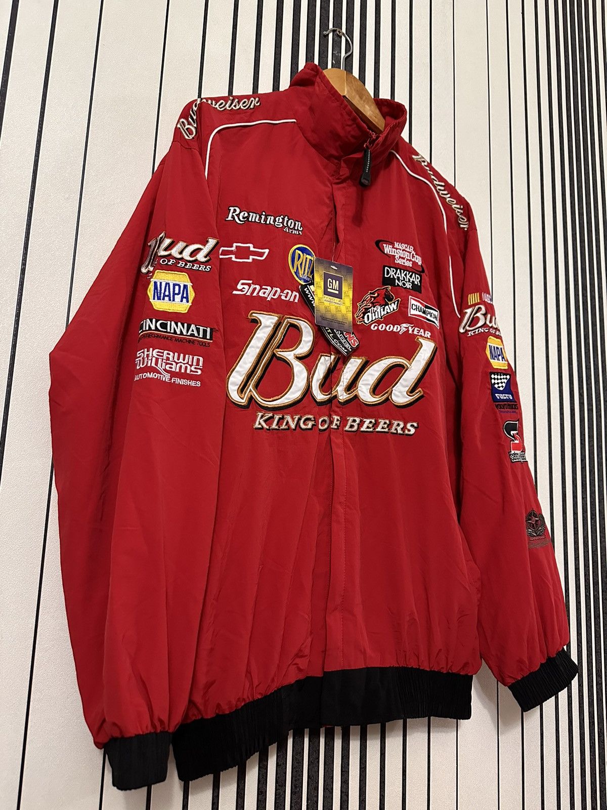 Budweiser 00’s Nascar Bud Y2k Multi-Patched Red Racing Jacket Size US XL / EU 56 / 4 - 3 Thumbnail