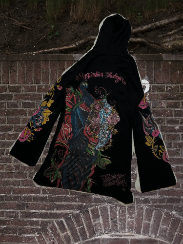 Christian Audigier CHRISTIAN AUDIGIER Brown Embellished Peacock Pullover Hoodie Size L / US 10 / IT 46 - 1 Thumbnail
