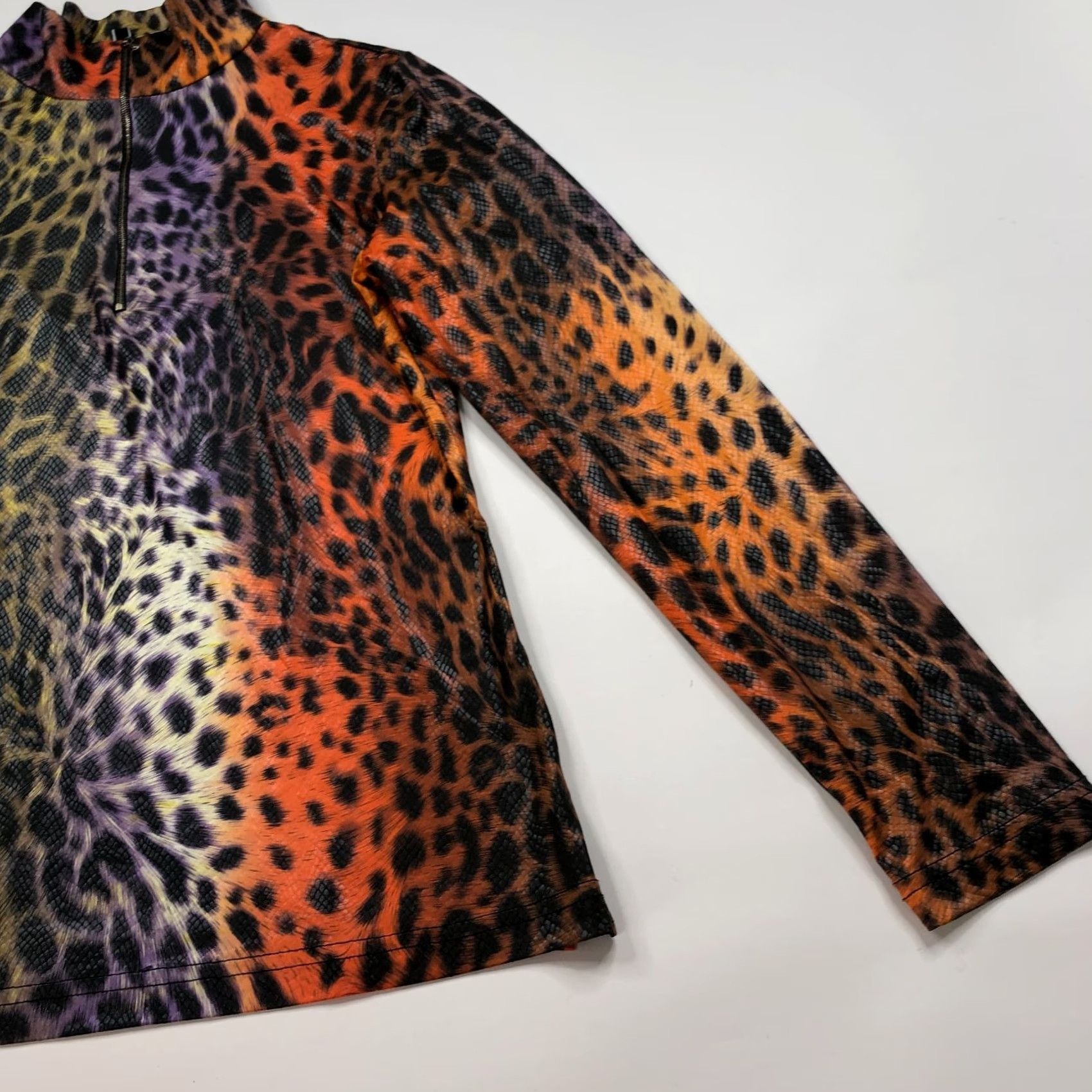 Gloverall Snoskins Pullover Shirt M Medium 1/4 Zip Long Sleeve Multicolor Colorful Artsy All Over Print Mint Women Size M / US 6-8 / IT 42-44 - 2 Thumbnail