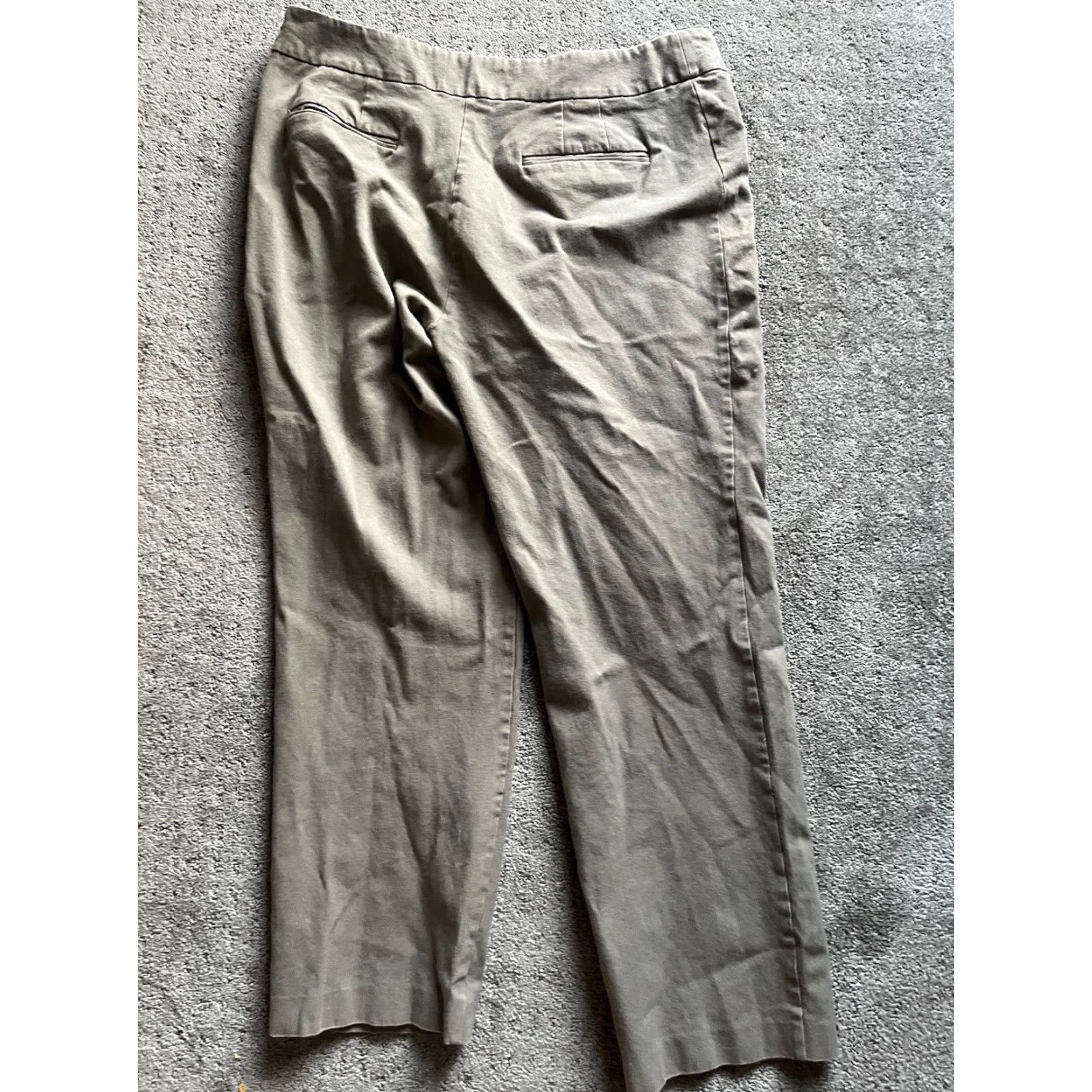 Vintage Chicos Pants Women's Beige Stretch Flat Front High Rise 3R Regular Ankle Zip 36 x 25 Nylon Rayon Spandex City Modern Casual Women's Size 26" / US 2 / IT 38 - 3 Thumbnail