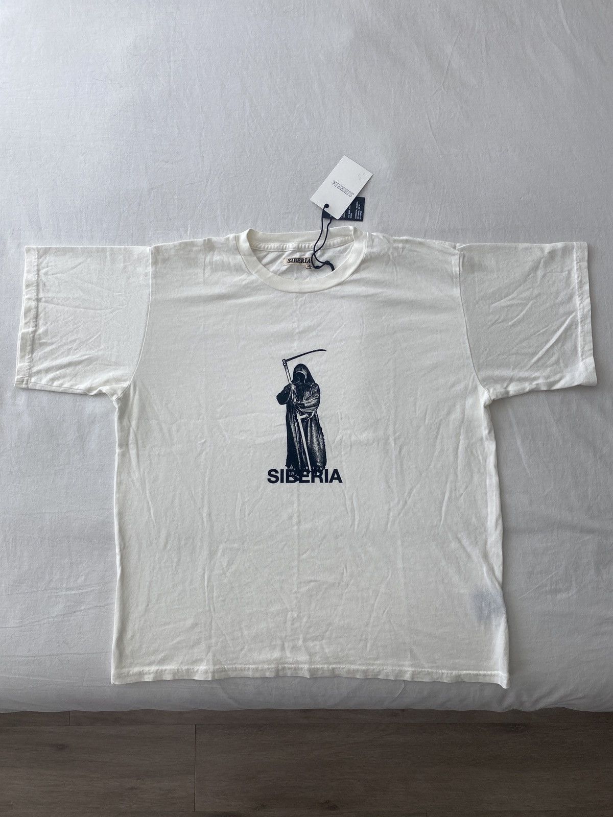 image of Siberia Hills ‘Grim Reaper’ T-Shirt - Snow in White, Men's (Size Medium)