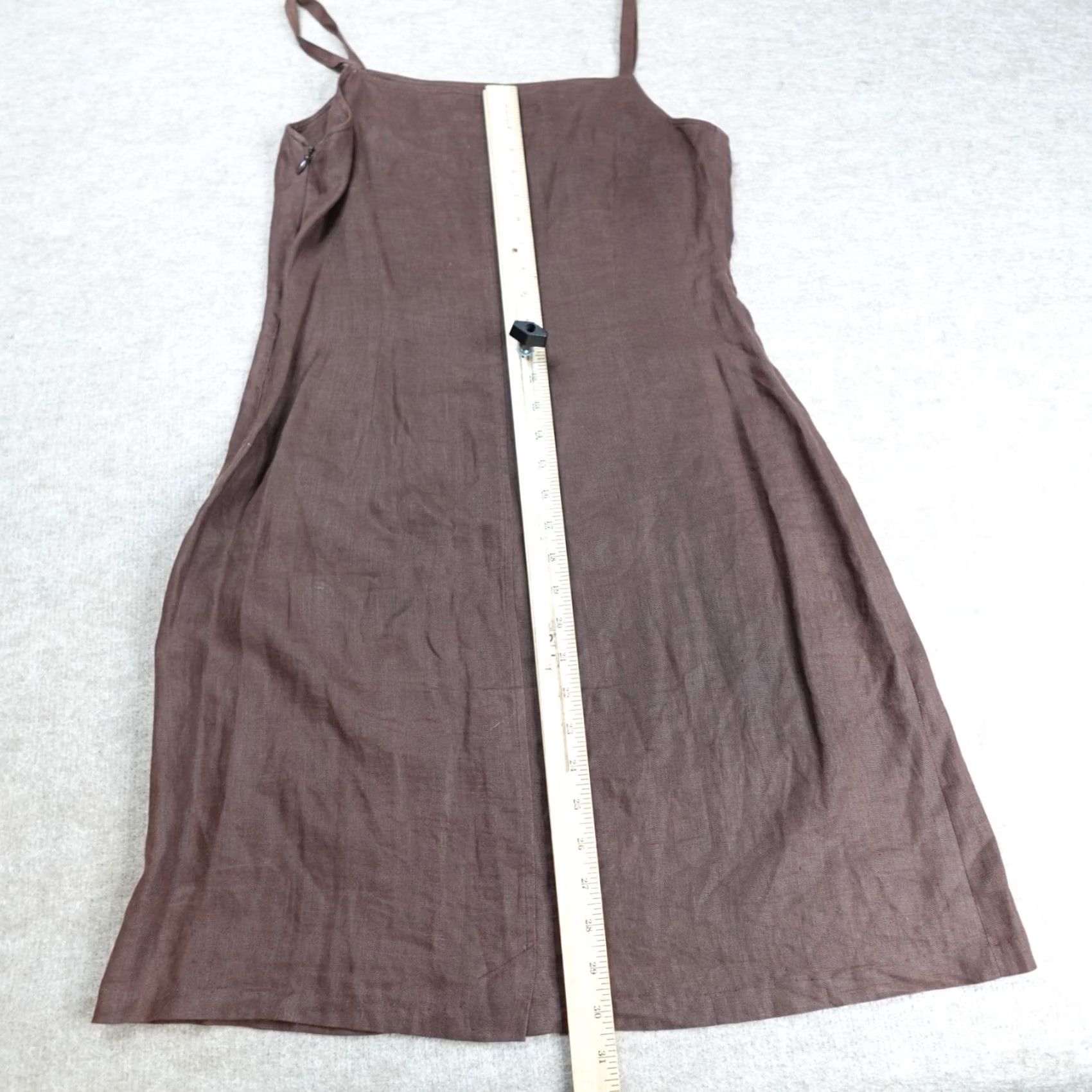 J.Crew VINTAGE J.CREW Womens Dress Brown Solid 100% Linen Cami 8 Size M / US 6-8 / IT 42-44 - 4 Thumbnail