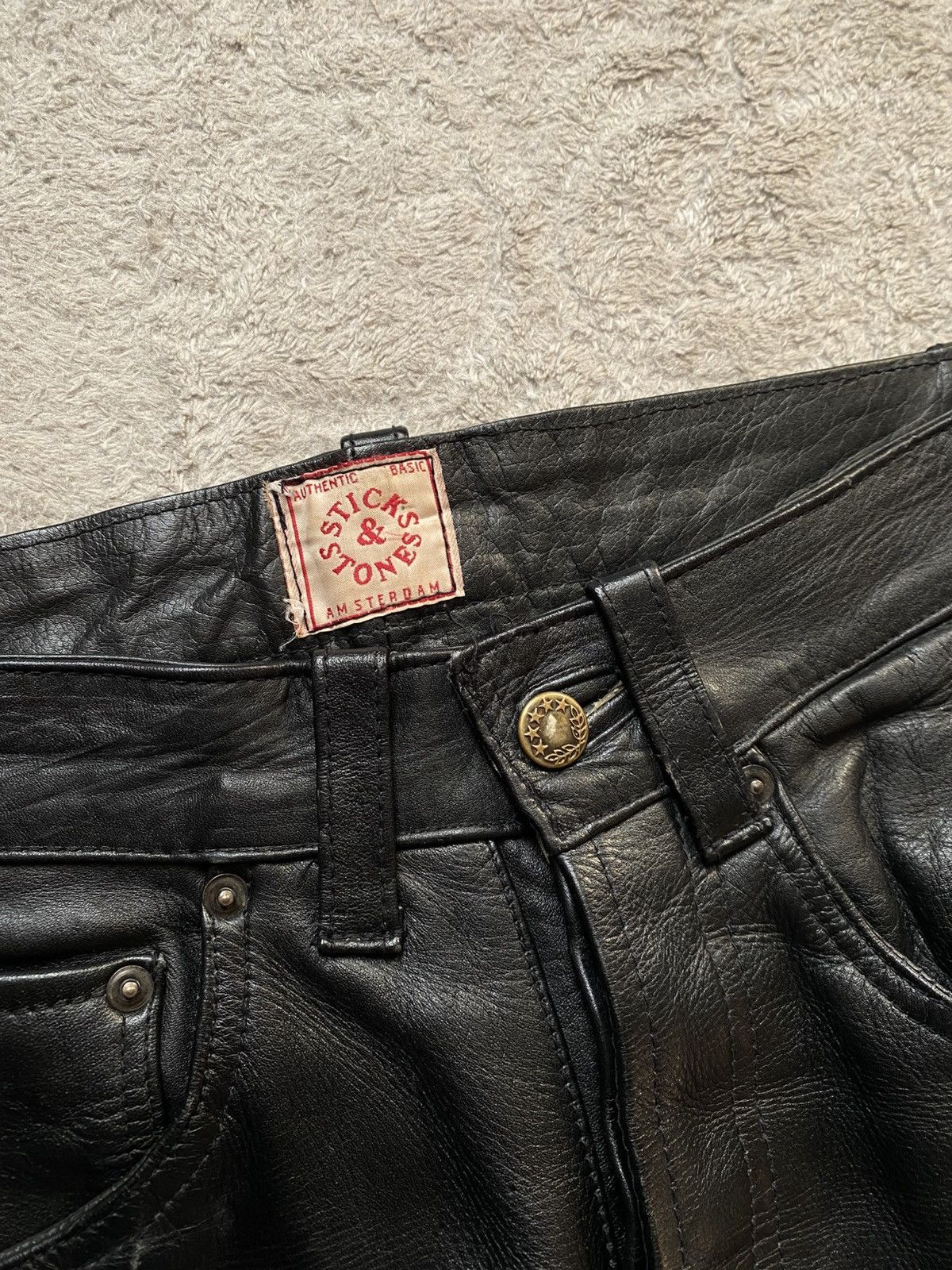 If Six Was Nine Real Leather Black Vintage Opium y2K pants Size US 29 - 10 Thumbnail