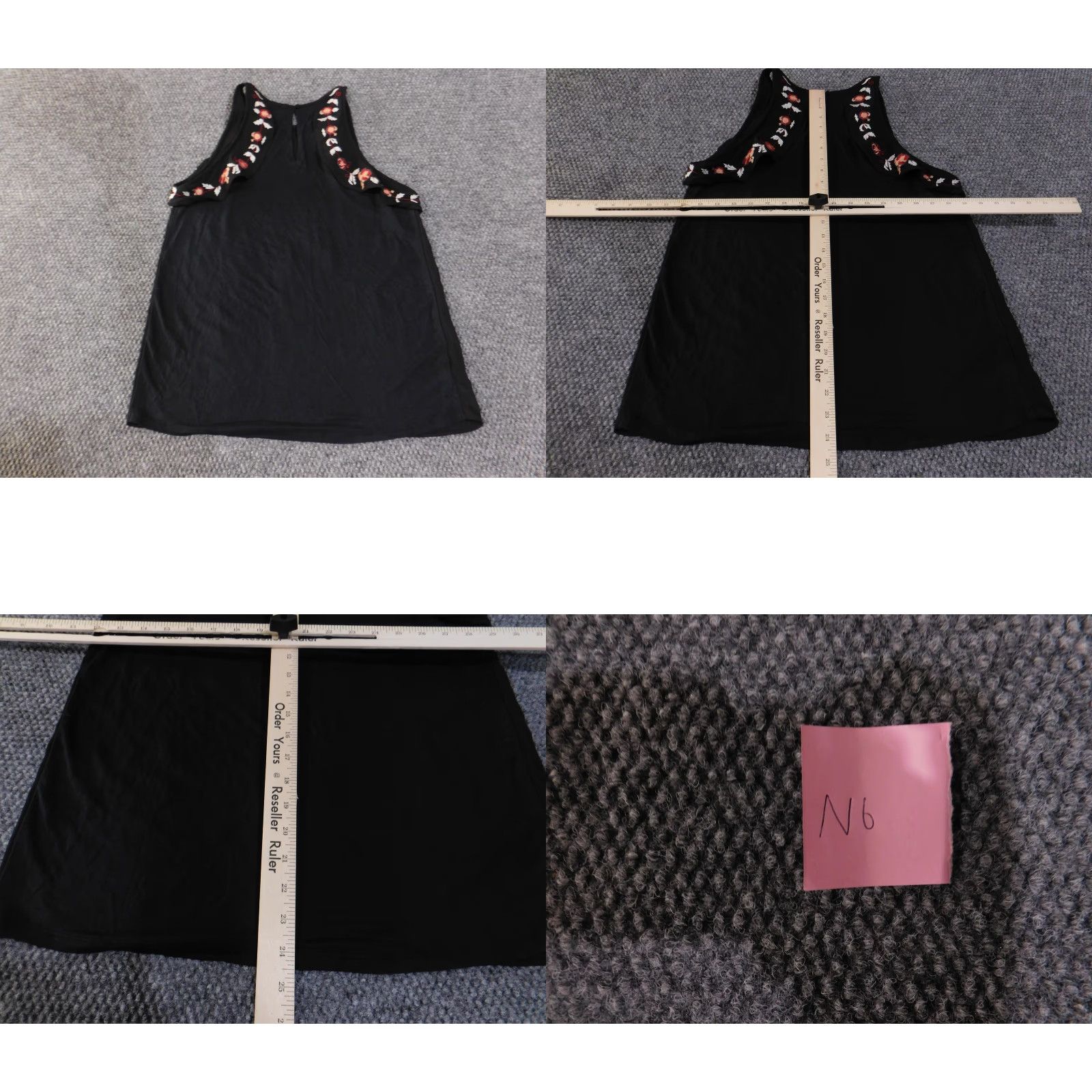 Loft LOFT Sleeveless Top Womens Small Black Embroidered Floral Ruffle Tank Blouse Size S / US 4 / IT 40 - 8 Thumbnail