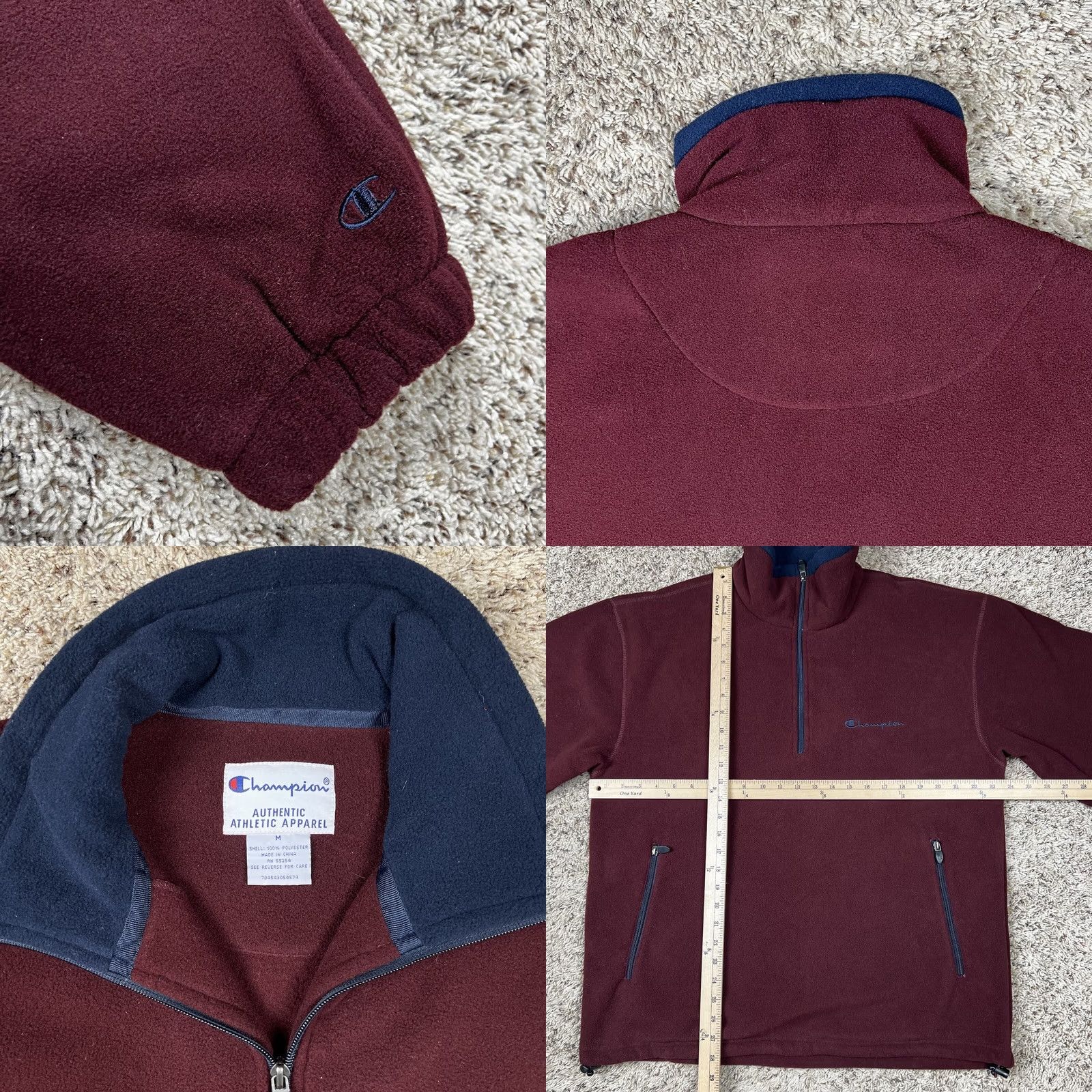 Champion Champion Pullover Shirt Mens M Burgundy Fleece Embroidered Logo 1/4 Zip Lounge Outdoor Sports Size US M / EU 48-50 / 2 - 8 Thumbnail