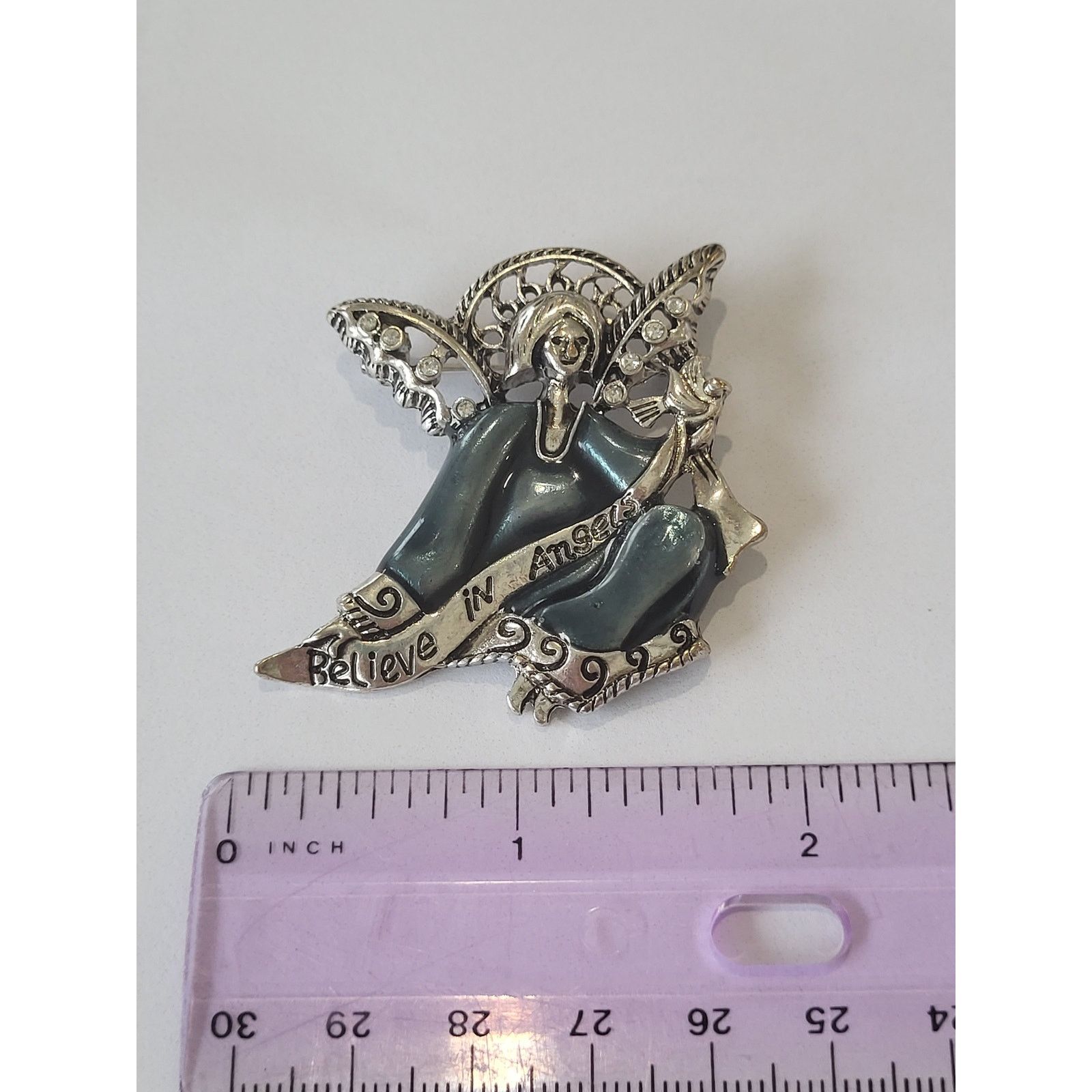 Other Christmas Guardian Angel Brooch Enamel Teal Color Size ONE SIZE - 3 Thumbnail