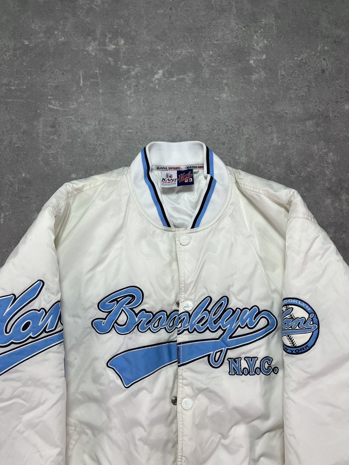 Karl Kani Vintage 90s Karl Kani Brooklyn 23 Varsity Bomber Jacket XXL Size US XL / EU 56 / 4 - 7 Thumbnail