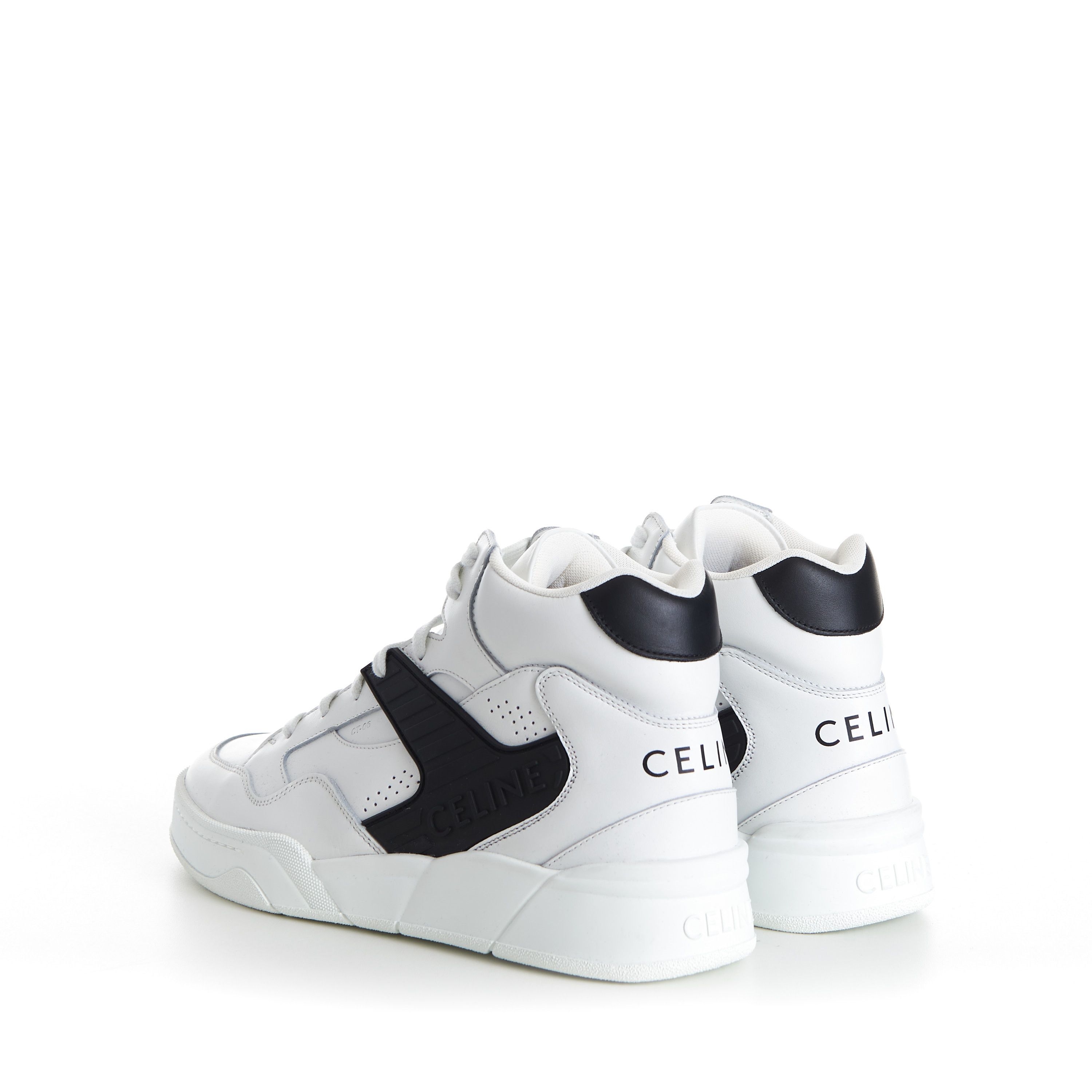 Celine Men's CT-06 High Top Sneaker - White/Black Calfskin Leather Size US 6 / EU 39 - 6 Thumbnail