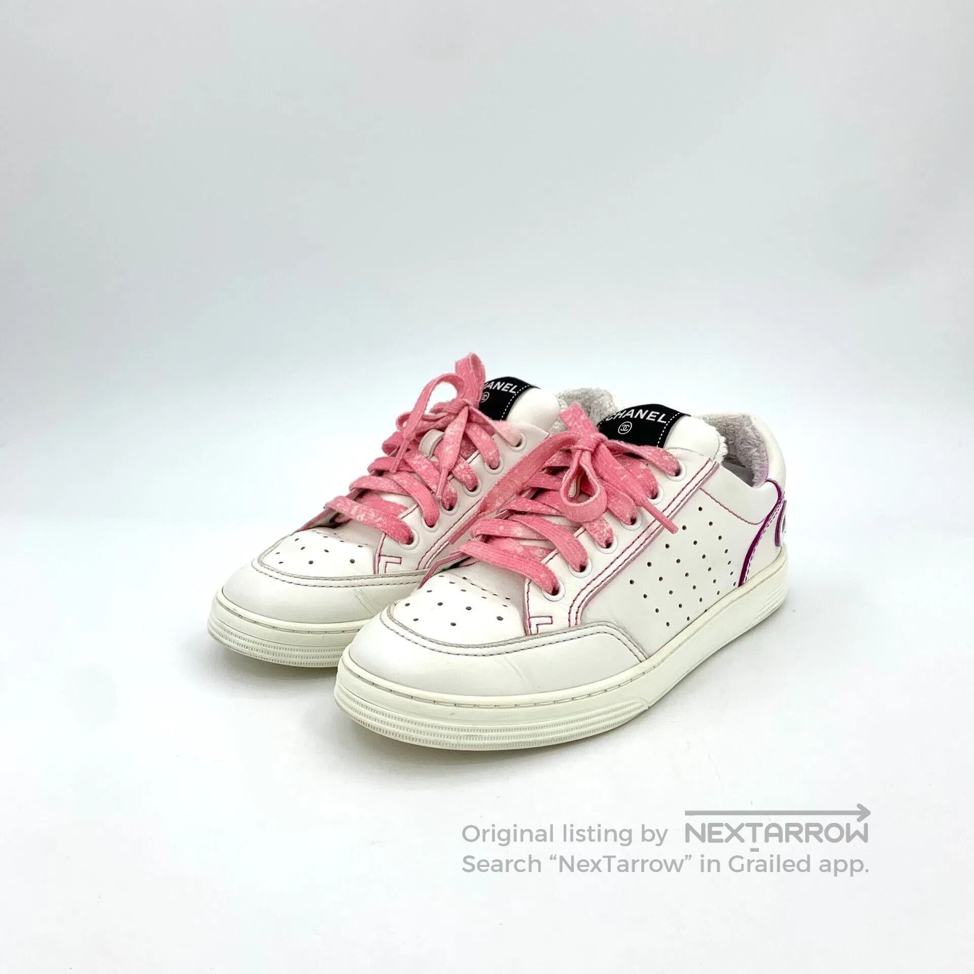 Chanel Chanel White Lace-Up Suede Sneakers. Size US 8 / EU 41 - 1 Thumbnail