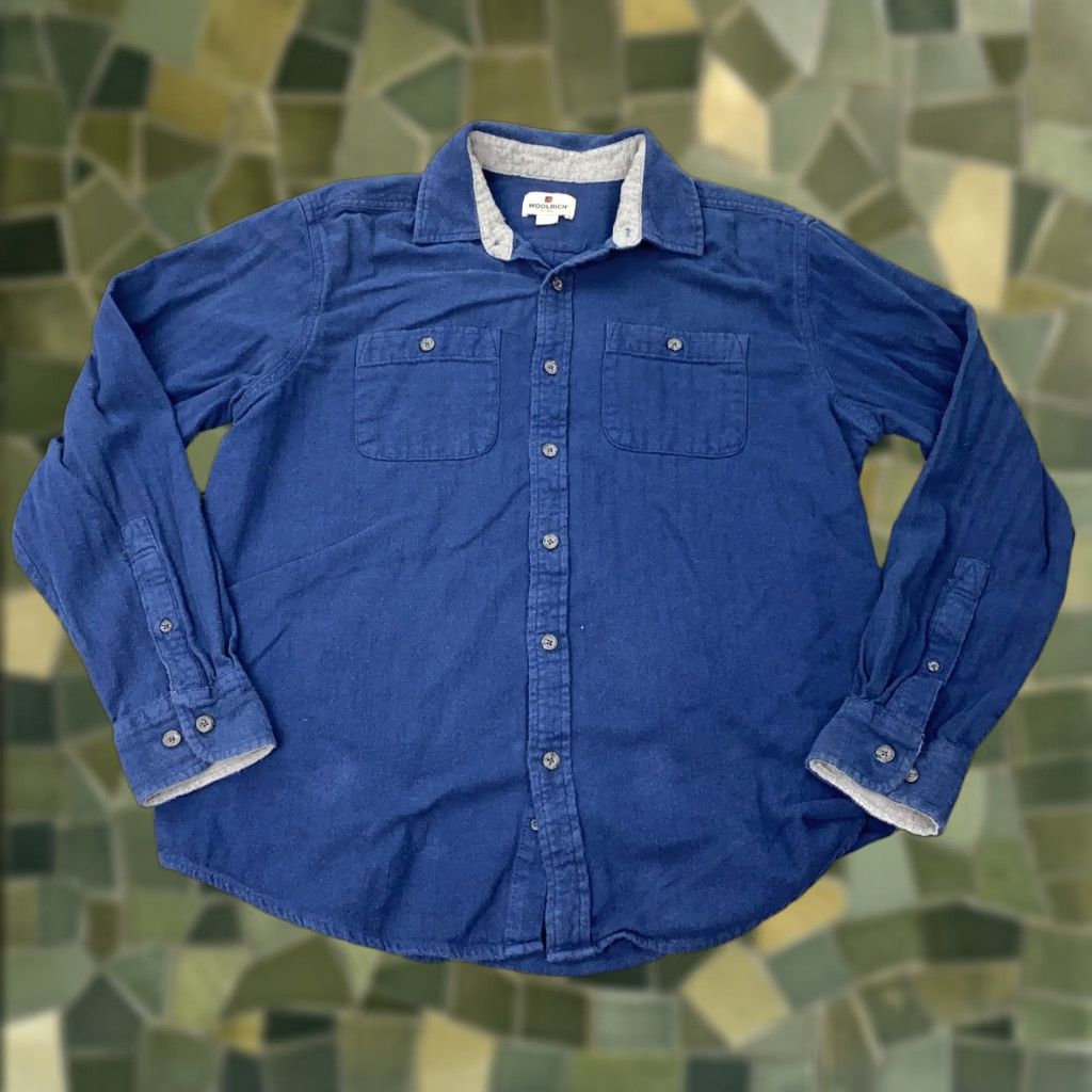Vintage Woolrich Button-Up Shirt Mens Large Blue Long Sleeve Cotton Flannel Casual with Pockets Size US L / EU 52-54 / 3 - 1 Thumbnail