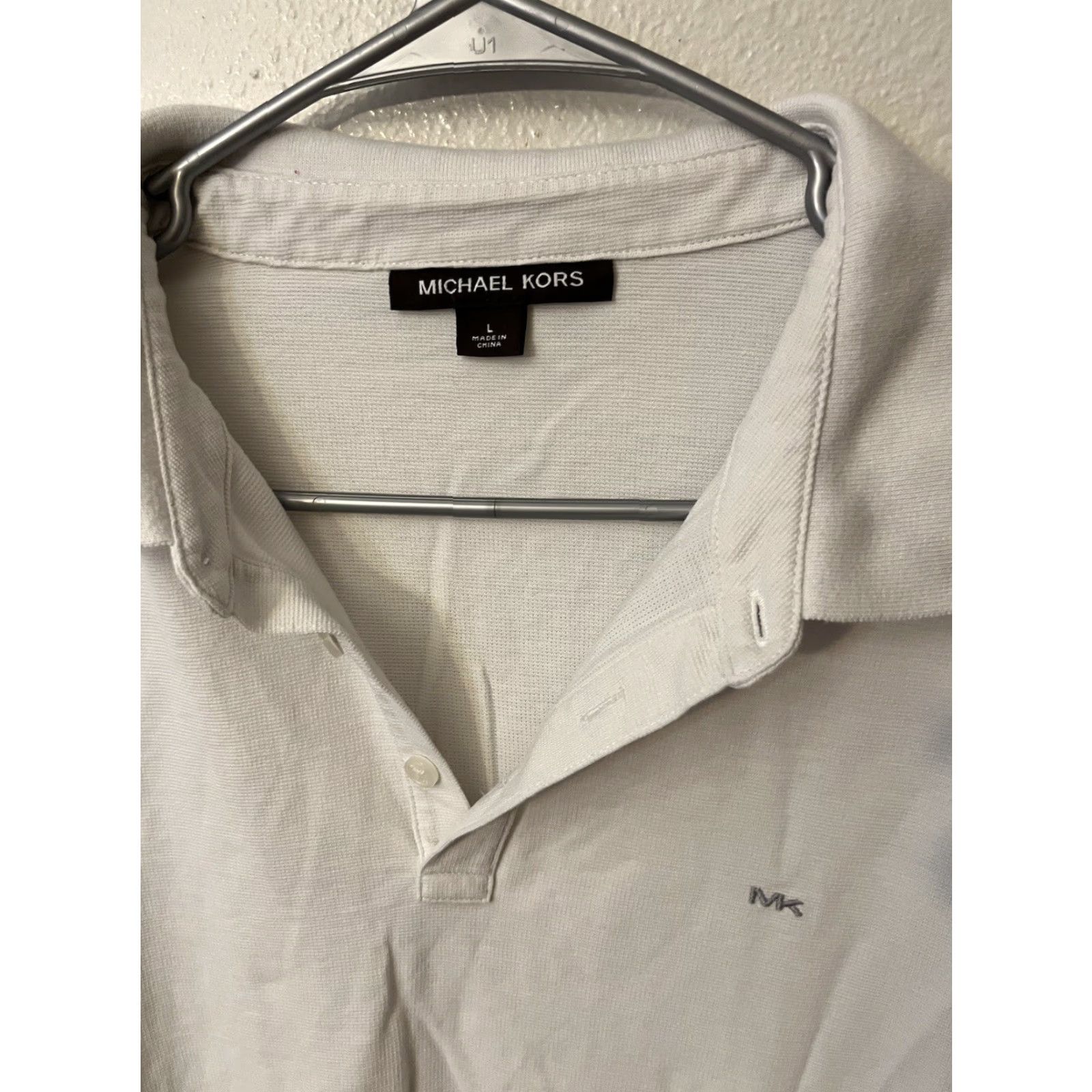 Michael Kors Michael Kors Polo Shirt Mens White Solid Large Shirt Modern Classic Polo Size US L / EU 52-54 / 3 - 2 Thumbnail